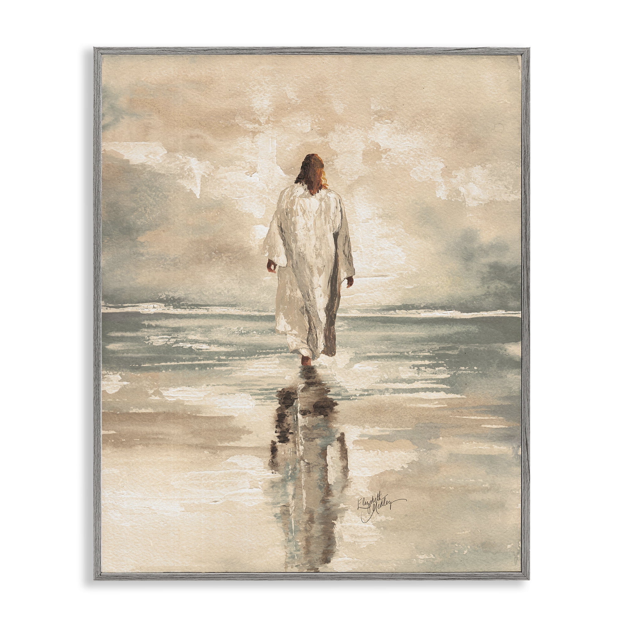 Stupell Industries Jesus Calms The Sea Gray Framed Giclee Art, design by Elizabeth Medley