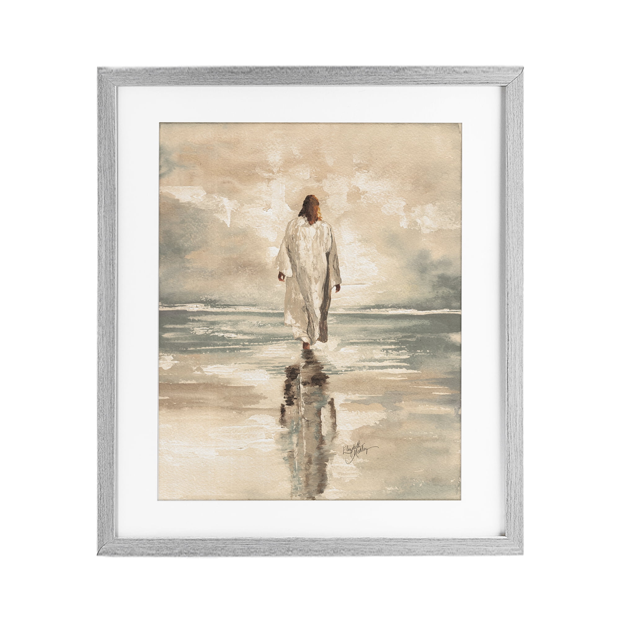 Stupell Industries Jesus Calms The Sea Gray Framed Print Under Glass, design by Elizabeth Medley