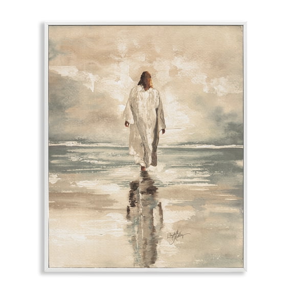Stupell Industries Coastal Jesus Calms The Sea White Framed Giclee Art, 11 x 14, by Elizabeth Medley