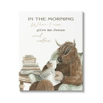 Stupell Industries Jesus & Coffee Cattle Phrase Animals & Insects Painting Gallery Wrapped Canvas Print Wall Art, 16 x 20