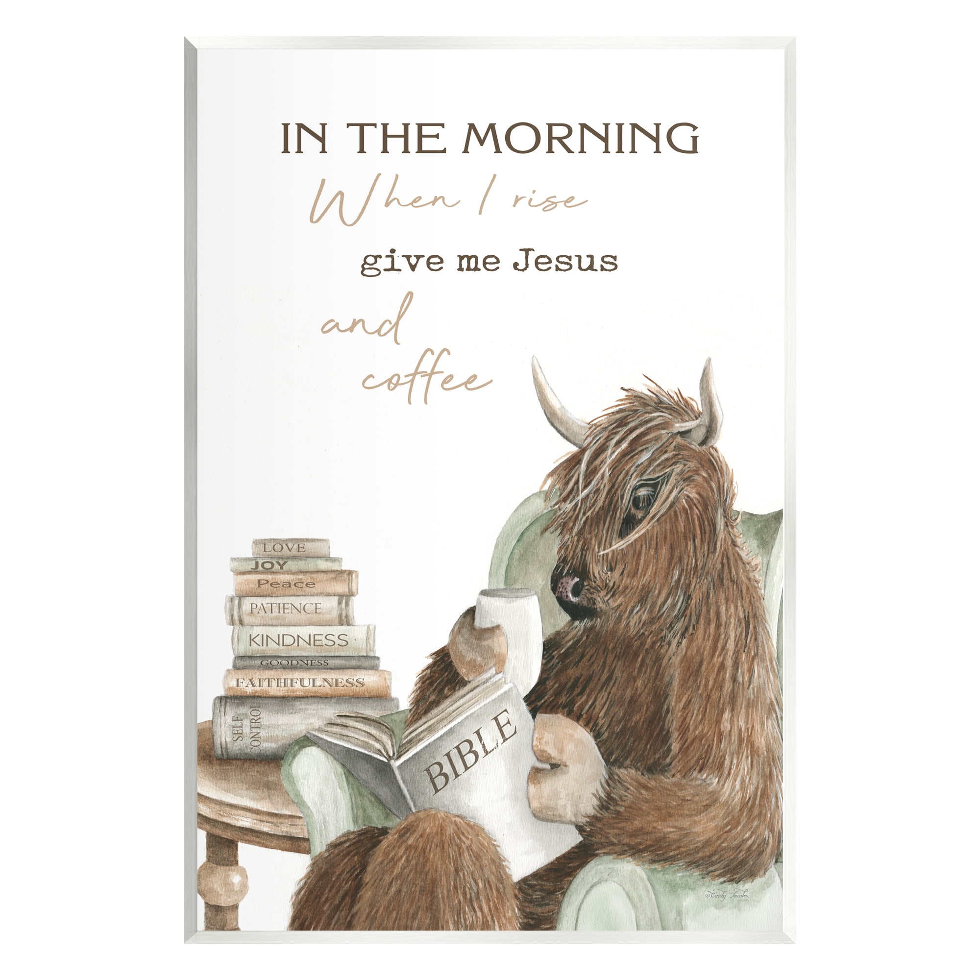 Stupell Industries Jesus & Coffee Cattle Phrase Animals & Insects Painting Unframed Art Print Wall Art, 10 x 15