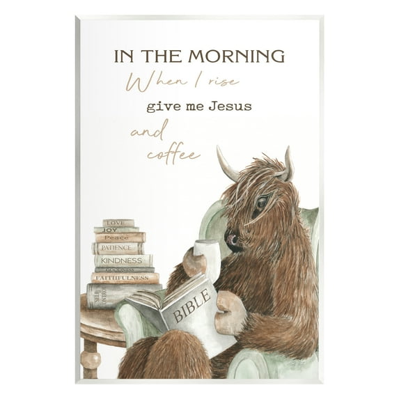 Stupell Industries Jesus & Coffee Cattle Phrase Animals & Insects Painting Unframed Art Print Wall Art, 13 x 19