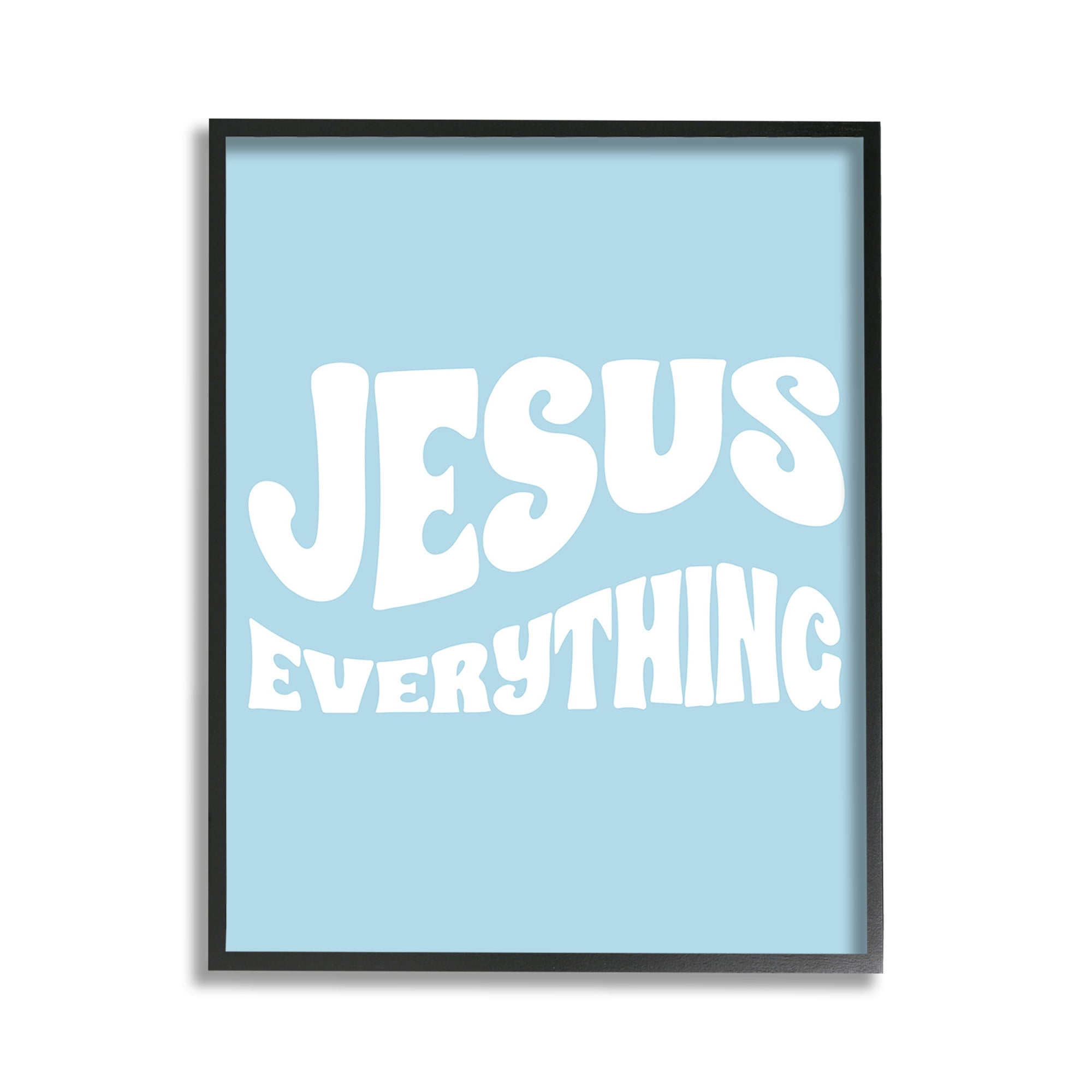 Stupell Industries Jesus Everything Phrase Religious Painting Black Framed Art Print Wall Art, 11 x 14