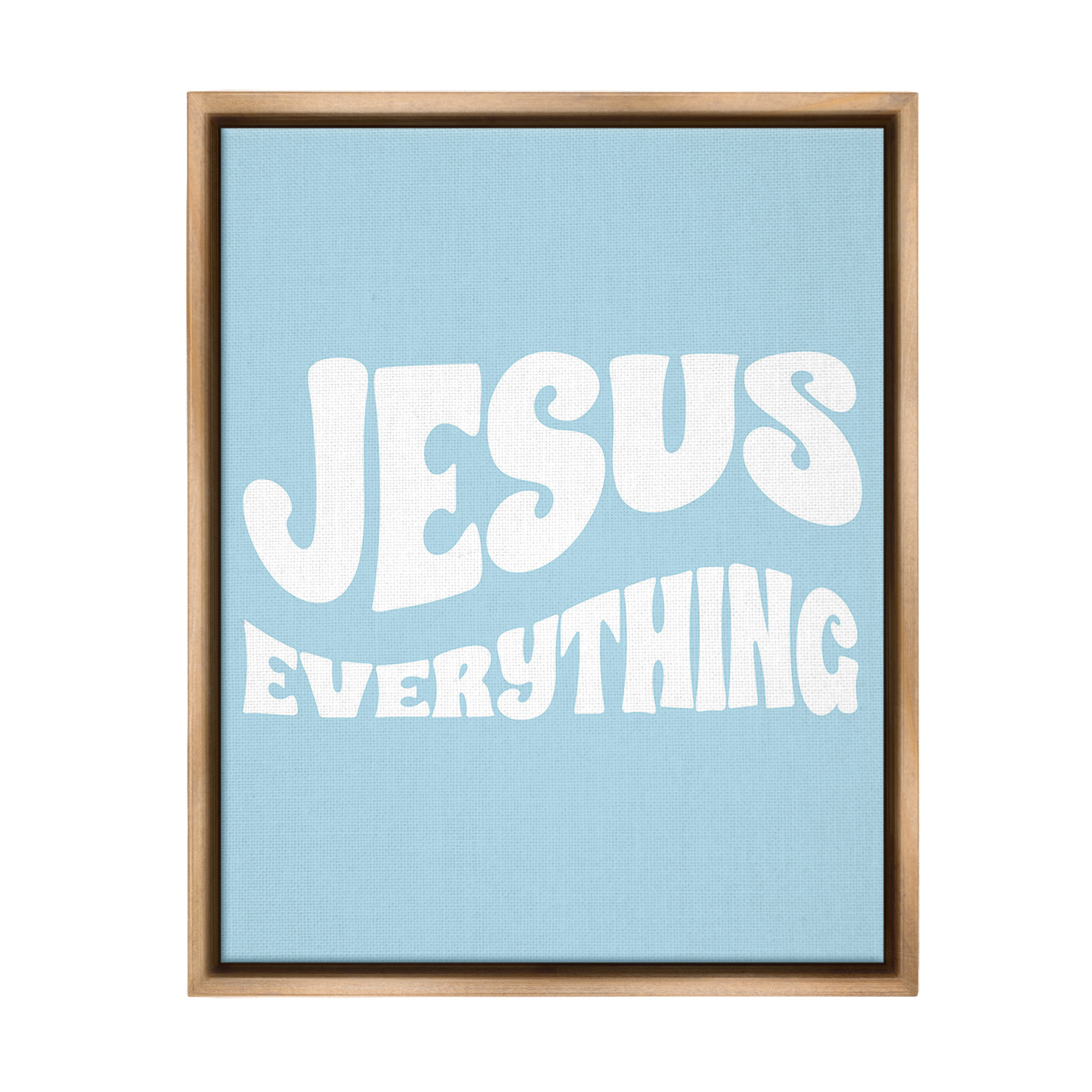 Stupell Industries Jesus Everything Phrase Religious Painting Brown Floater Framed Canvas Art Print Wall Art, 17 x 21