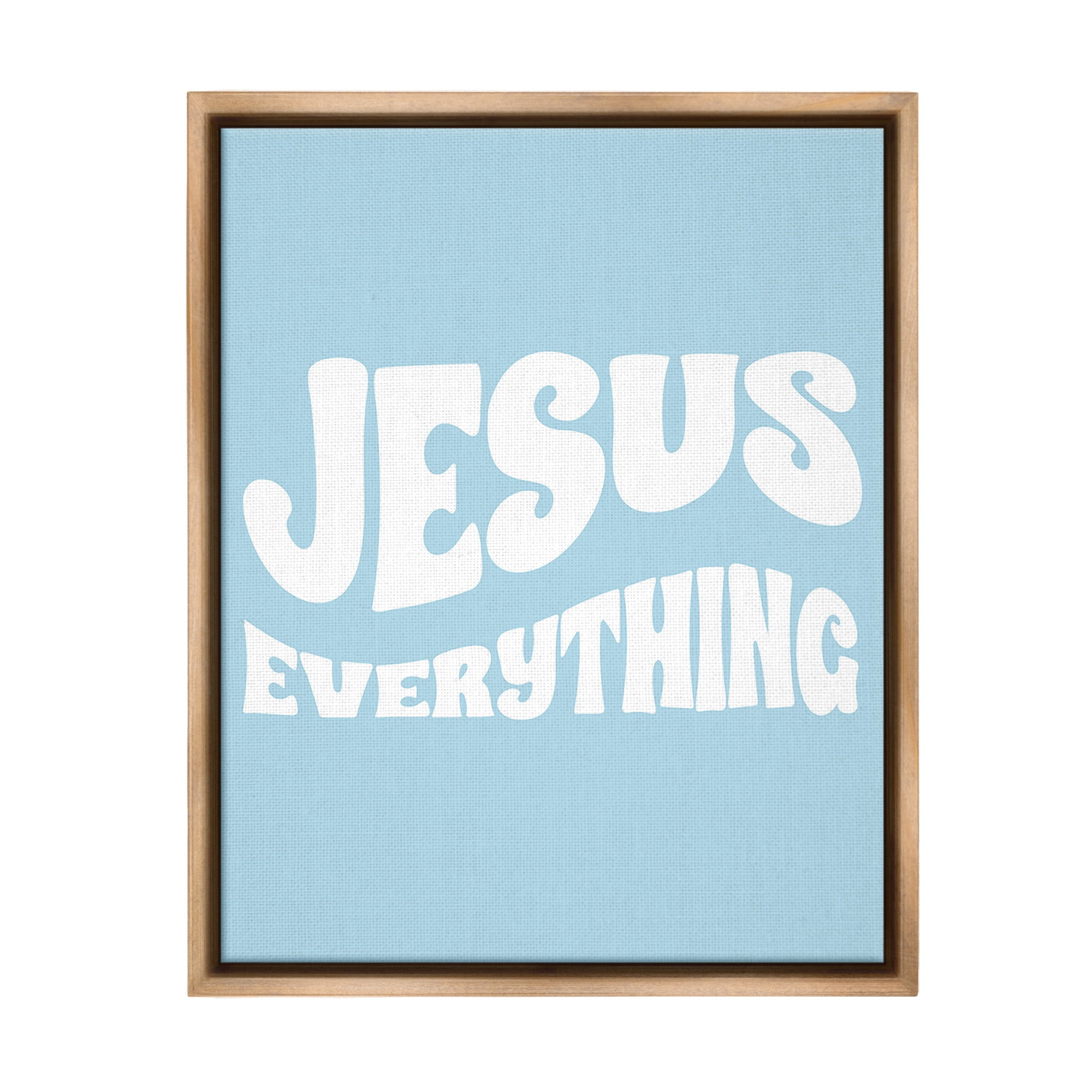 Stupell Industries Jesus Everything Phrase Religious Painting Brown Floater Framed Canvas Art Print Wall Art, 25 x 31