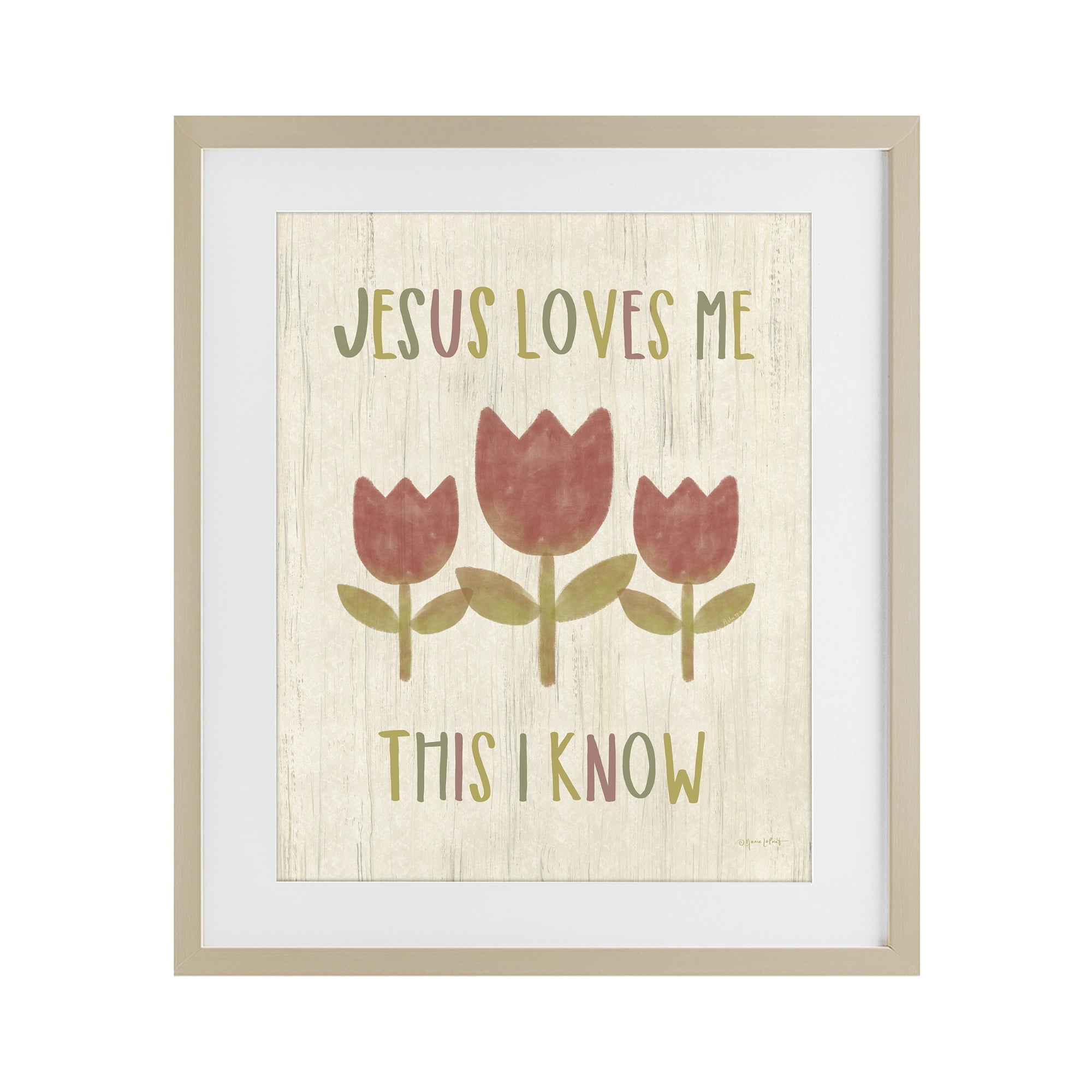 Stupell Industries Jesus Loves Me This I Know Birch Framed Print Under Glass, design by Annie LaPoint