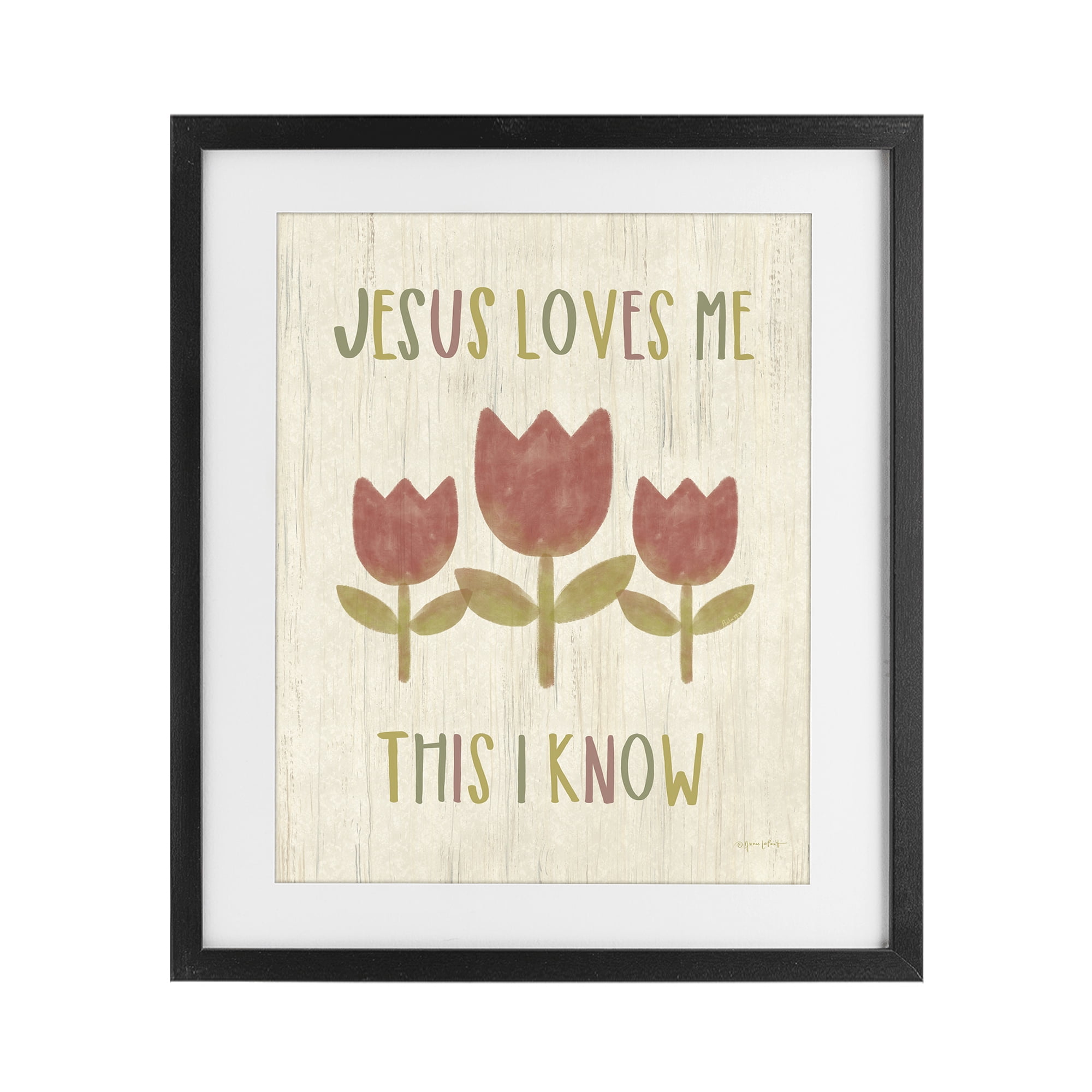 Stupell Industries Jesus Loves Me This I Know Black Framed Print Under Glass, design by Annie LaPoint