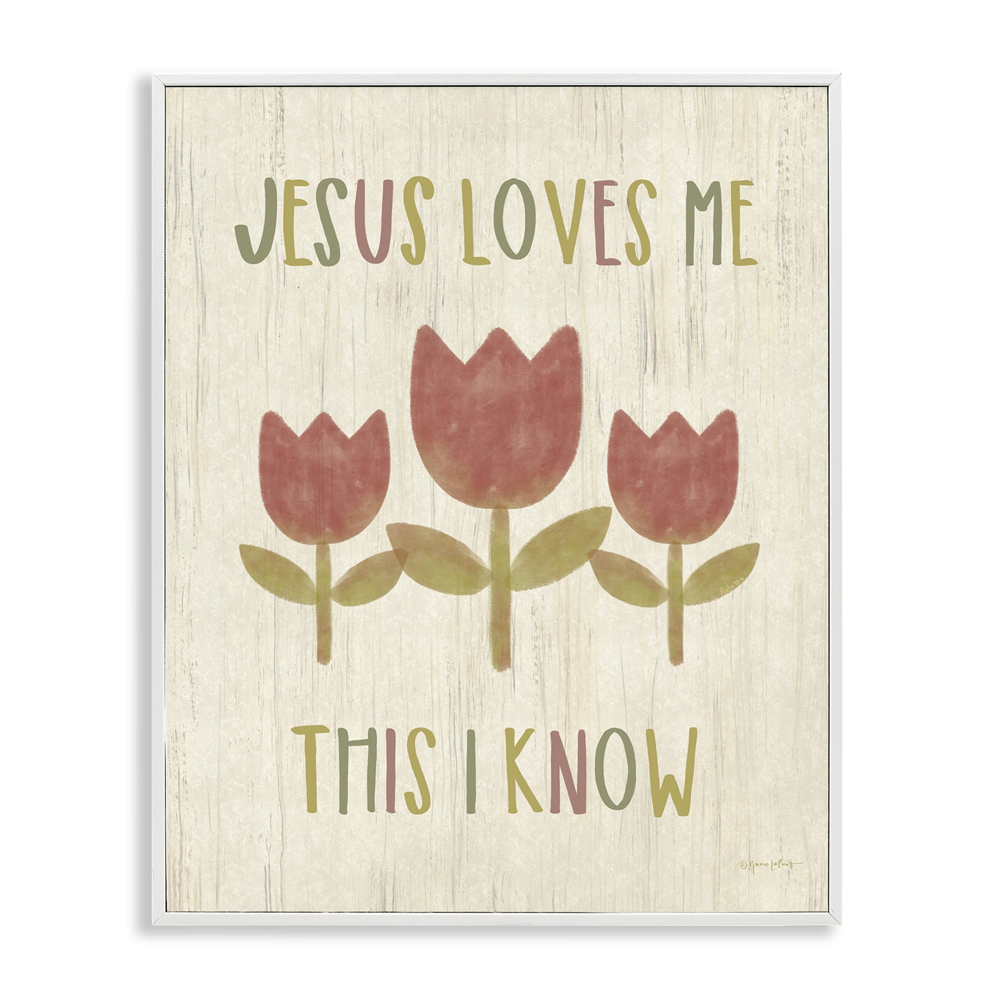 Stupell Industries Jesus Loves Me This I Know White Framed Giclee Art, design by Annie LaPoint