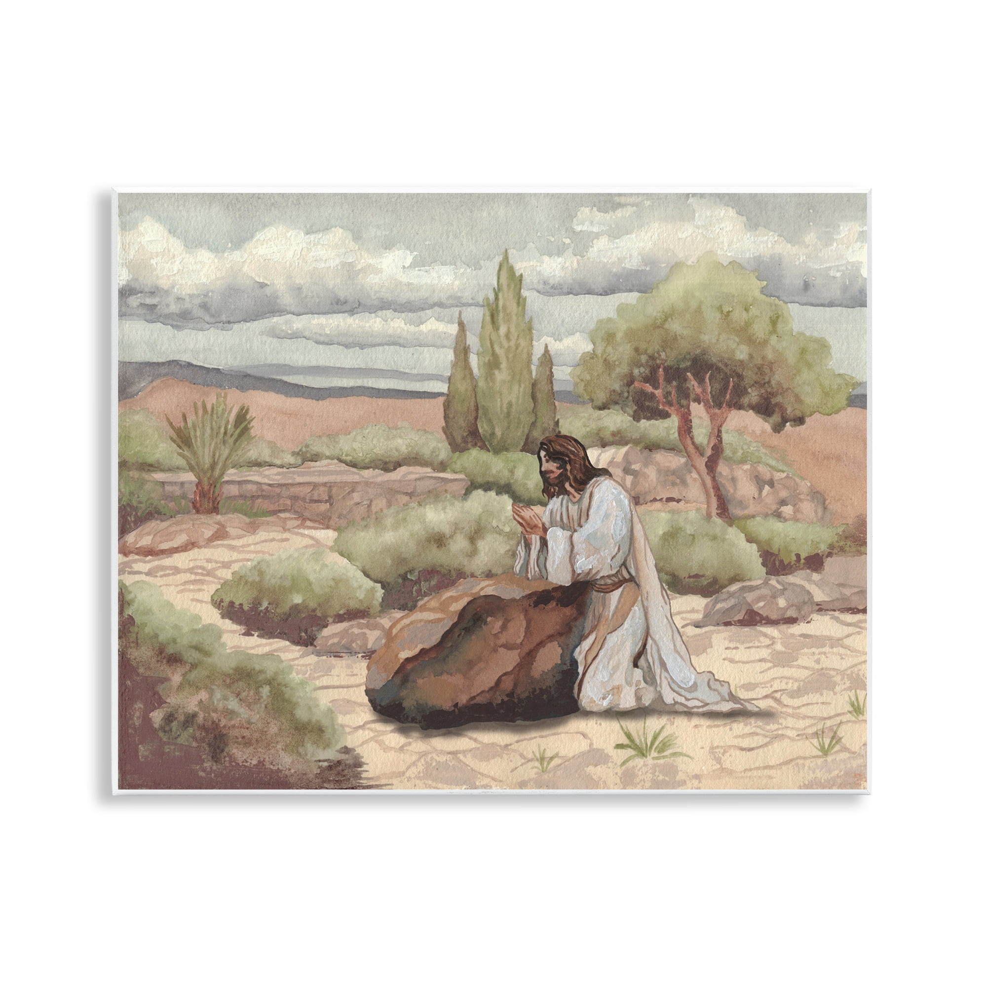 Stupell Industries Jesus Praying Countryside Wall Plaque Art, design by Elizabeth Medley