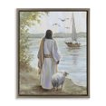 thumbnail image 1 of Stupell Industries Traditional Jesus Waiting Ashore Brown Floating Frame Canvas Art, 25 x 31, by Linda Sperruzzi, 1 of 8