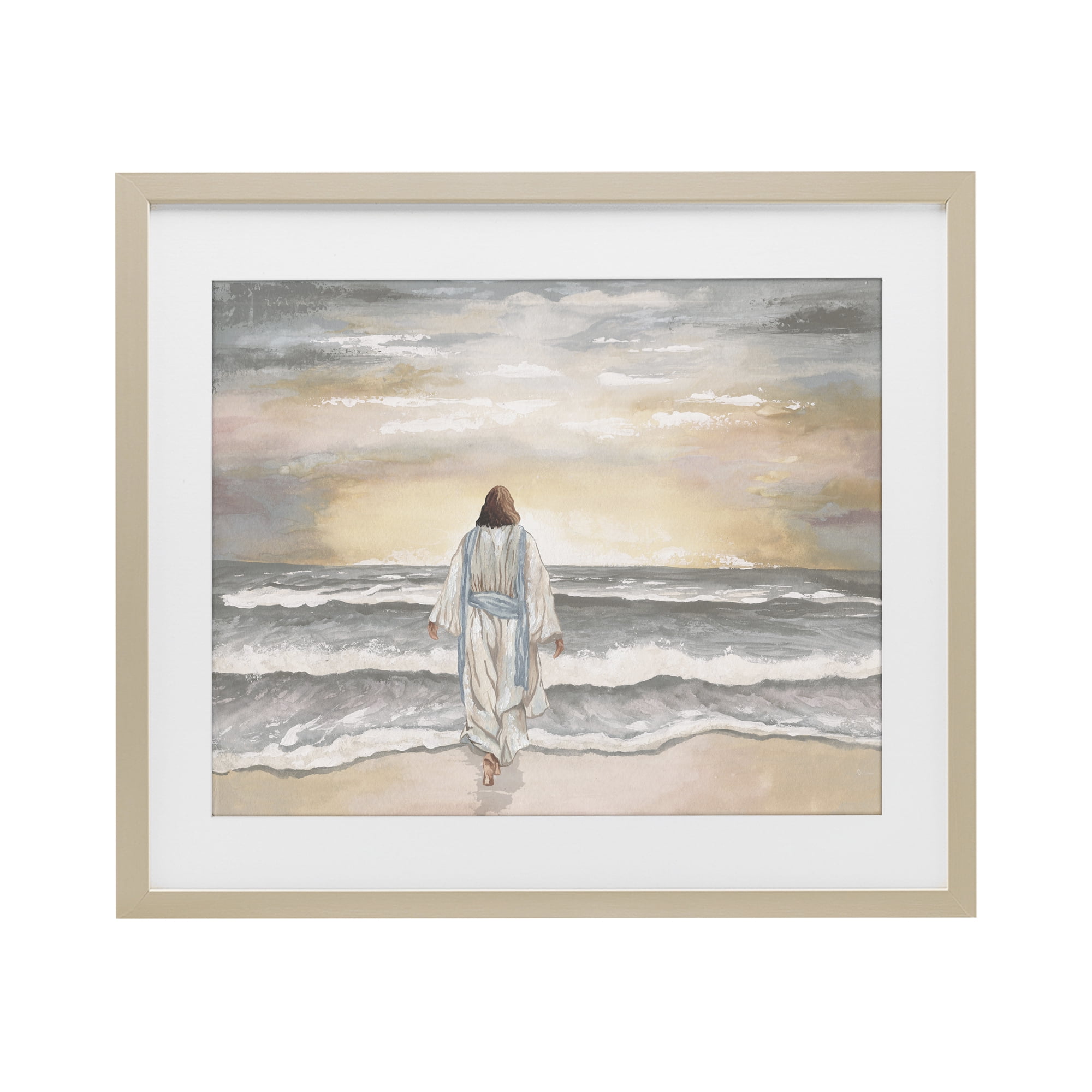 Stupell Industries Jesus Walks The Shore Birch Framed Print Under Glass, design by Elizabeth Medley