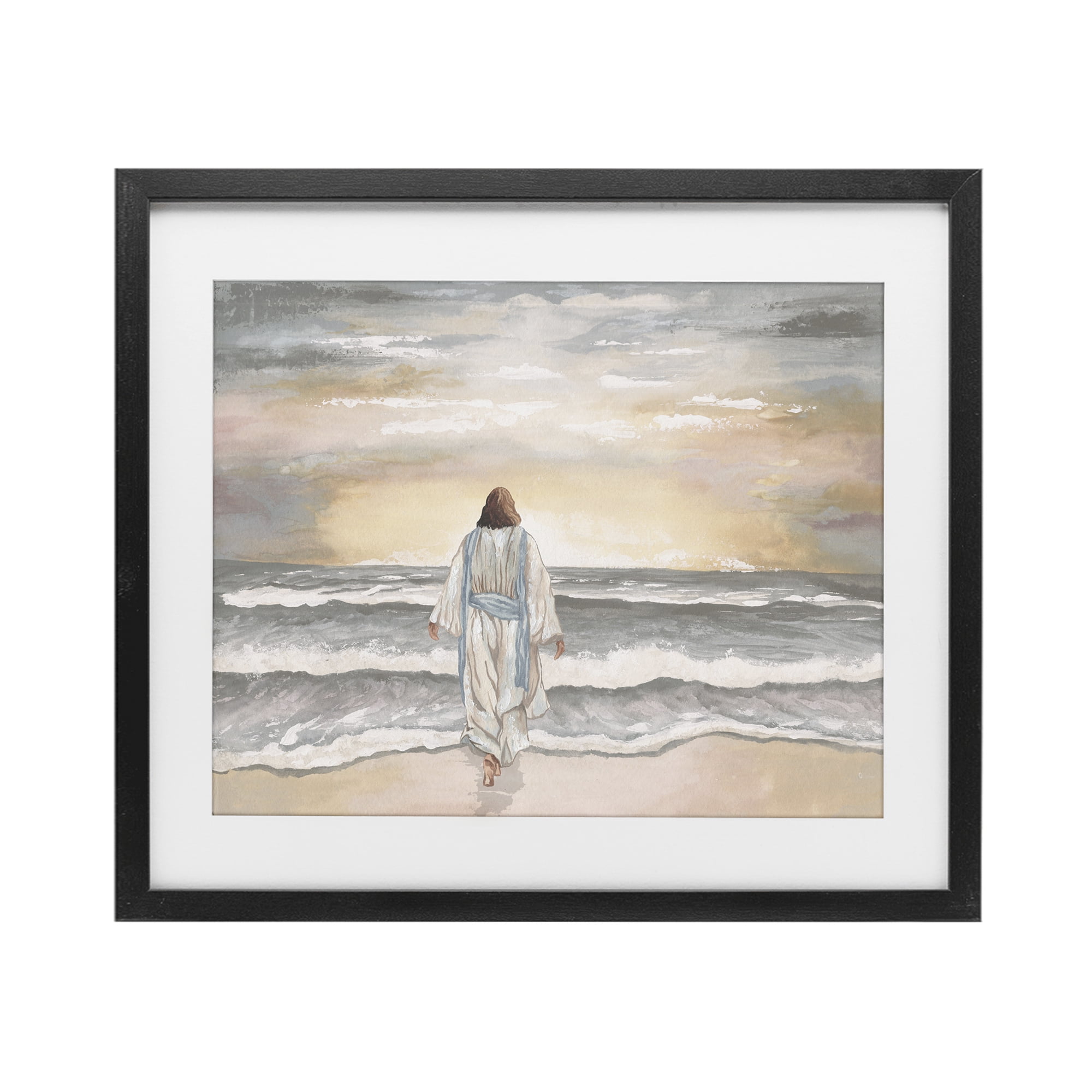 Stupell Industries Jesus Walks The Shore Black Framed Print Under Glass, design by Elizabeth Medley