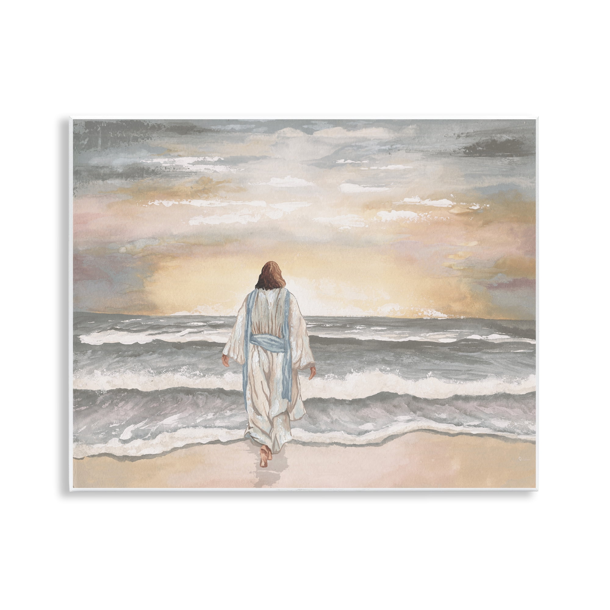 Stupell Industries Jesus Walks The Shore Wall Plaque Art, design by Elizabeth Medley