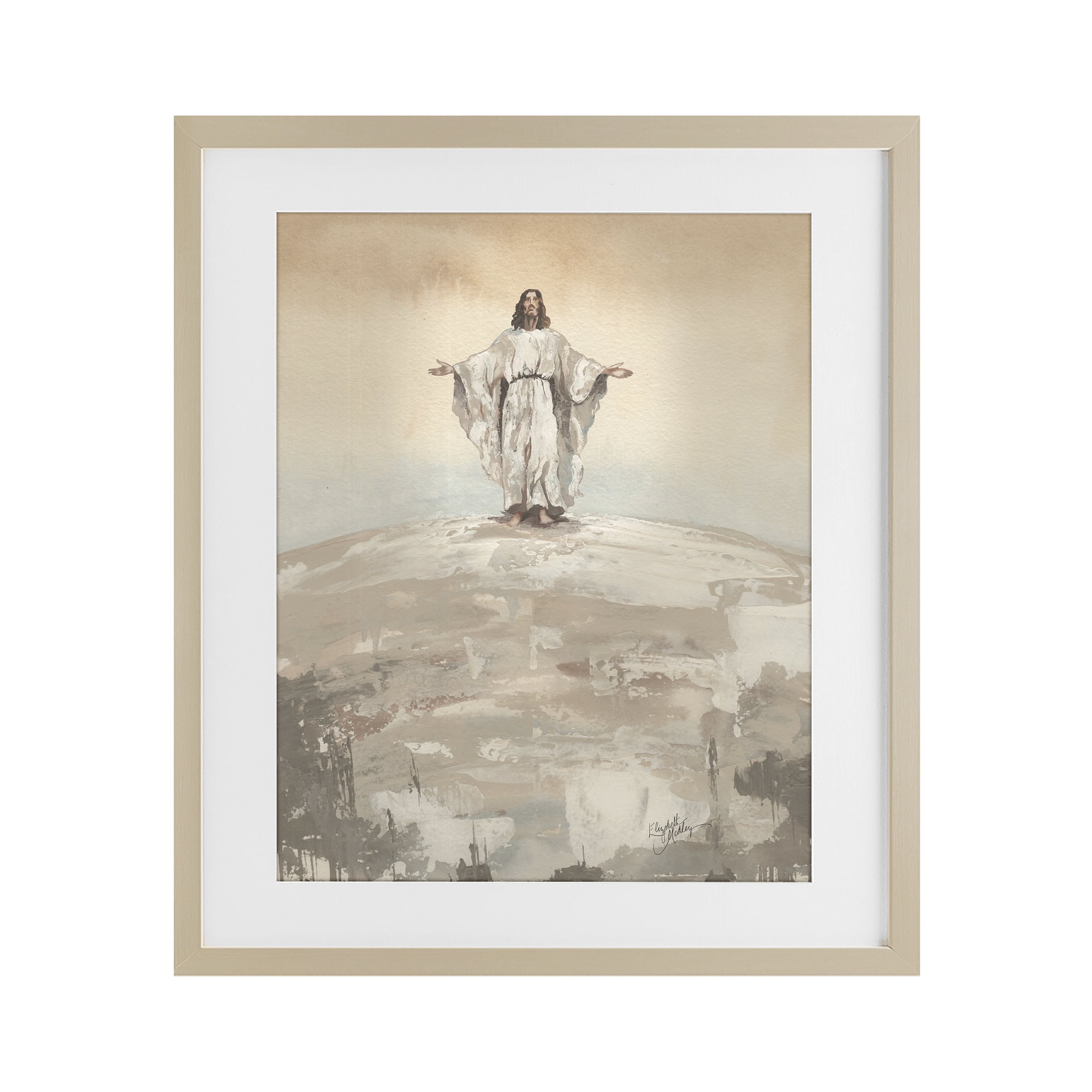 Stupell Industries Jesus on Hill Birch Framed Print Under Glass, design by Elizabeth Medley