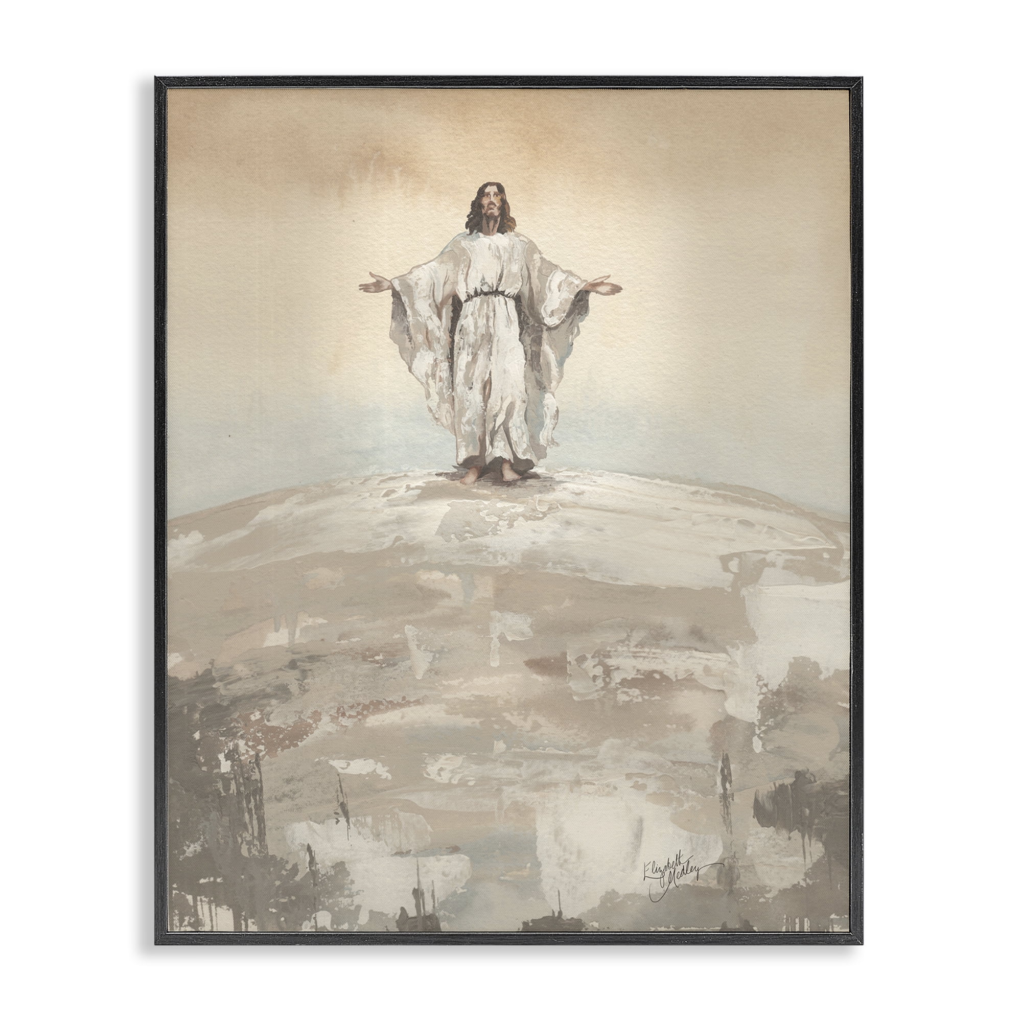 Stupell Industries Jesus on Hill Black Framed Giclee Art, design by Elizabeth Medley