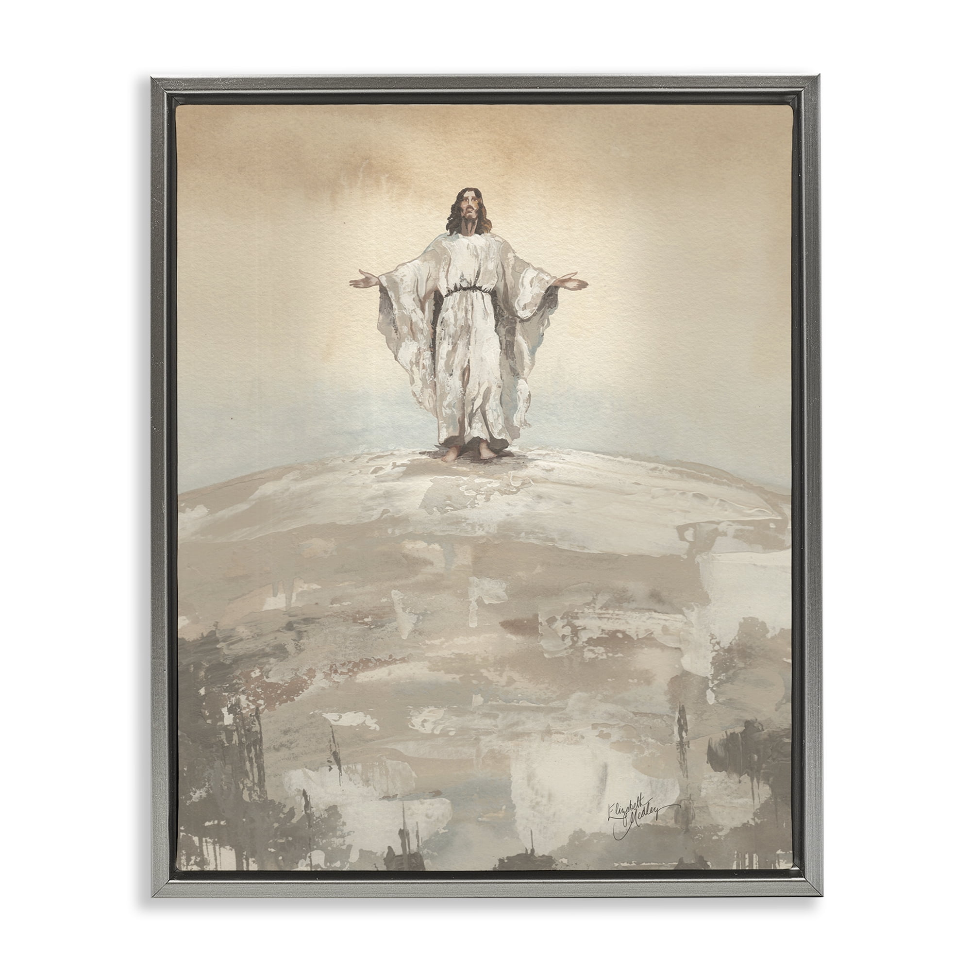 Stupell Industries Jesus on Hill Gray Framed Floater Canvas Wall Art, design by Elizabeth Medley