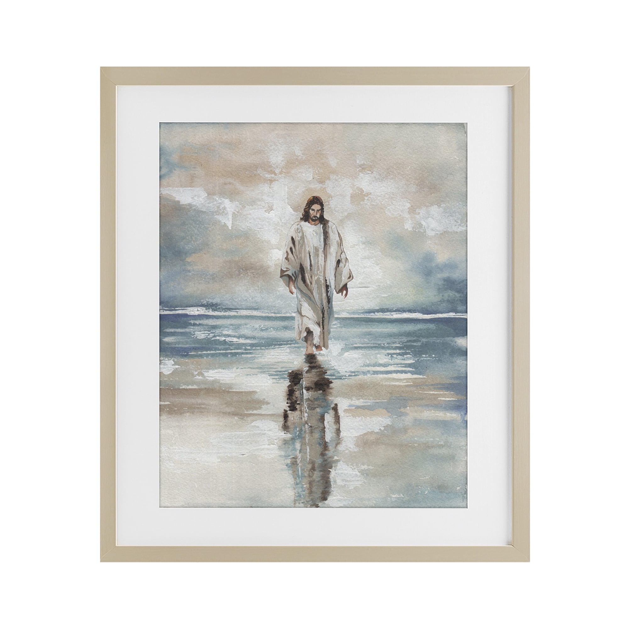 Stupell Industries Jesus on Water Birch Framed Print Under Glass, design by Elizabeth Medley