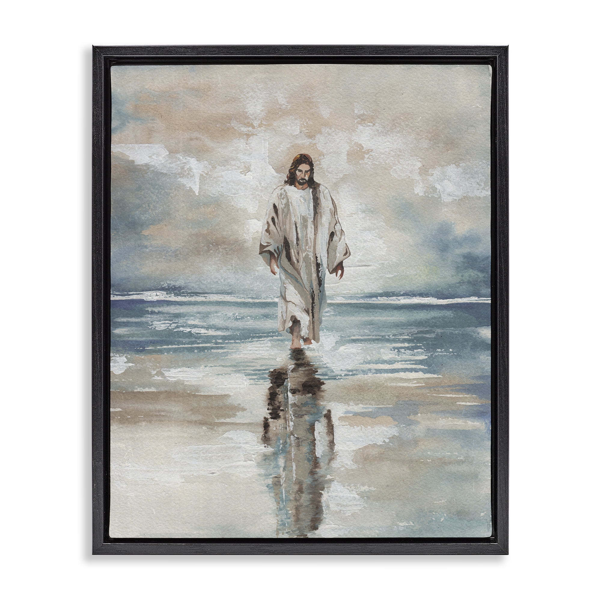 Stupell Industries Jesus on Water Black Framed Floater Canvas Wall Art, design by Elizabeth Medley