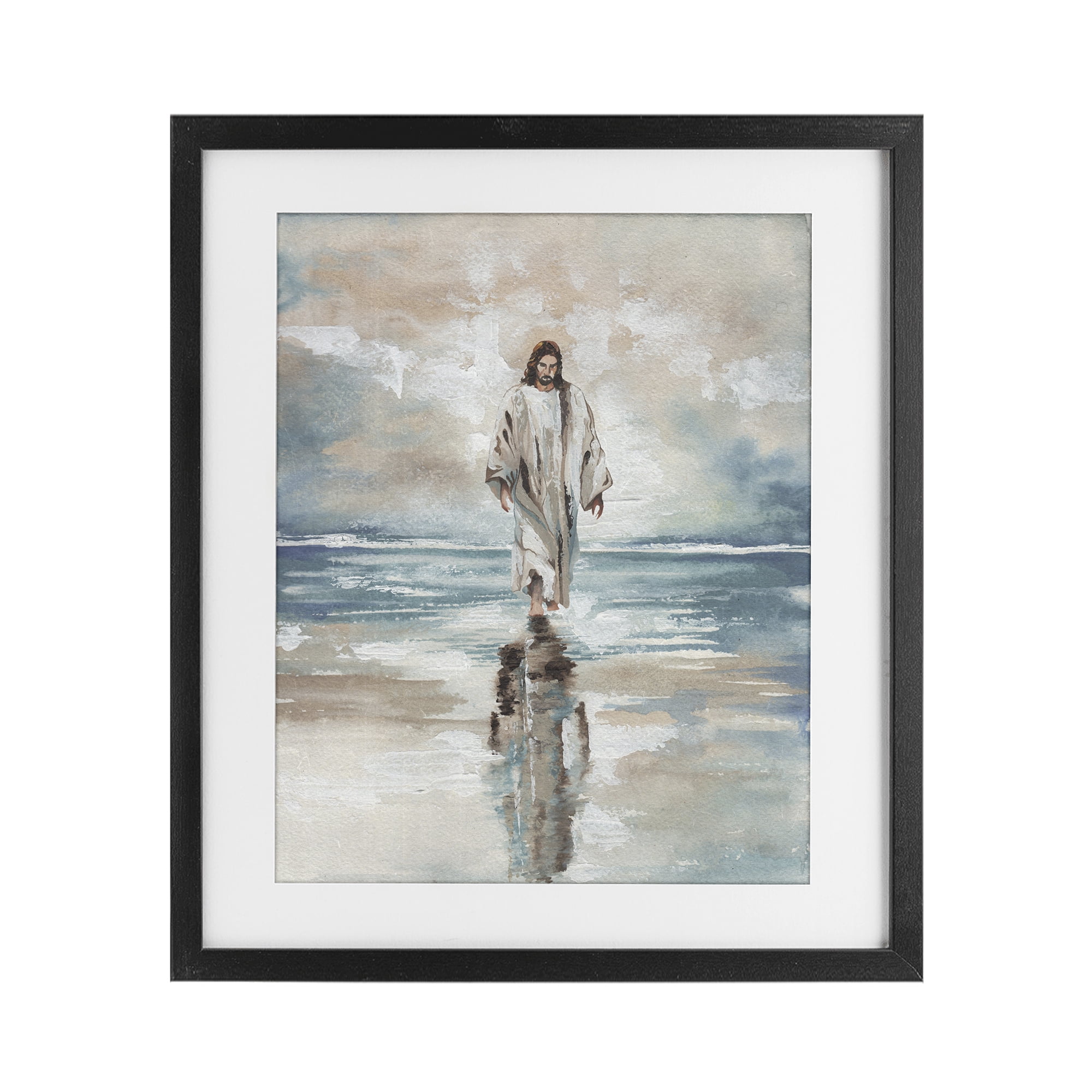 Stupell Industries Jesus on Water Black Framed Print Under Glass, design by Elizabeth Medley