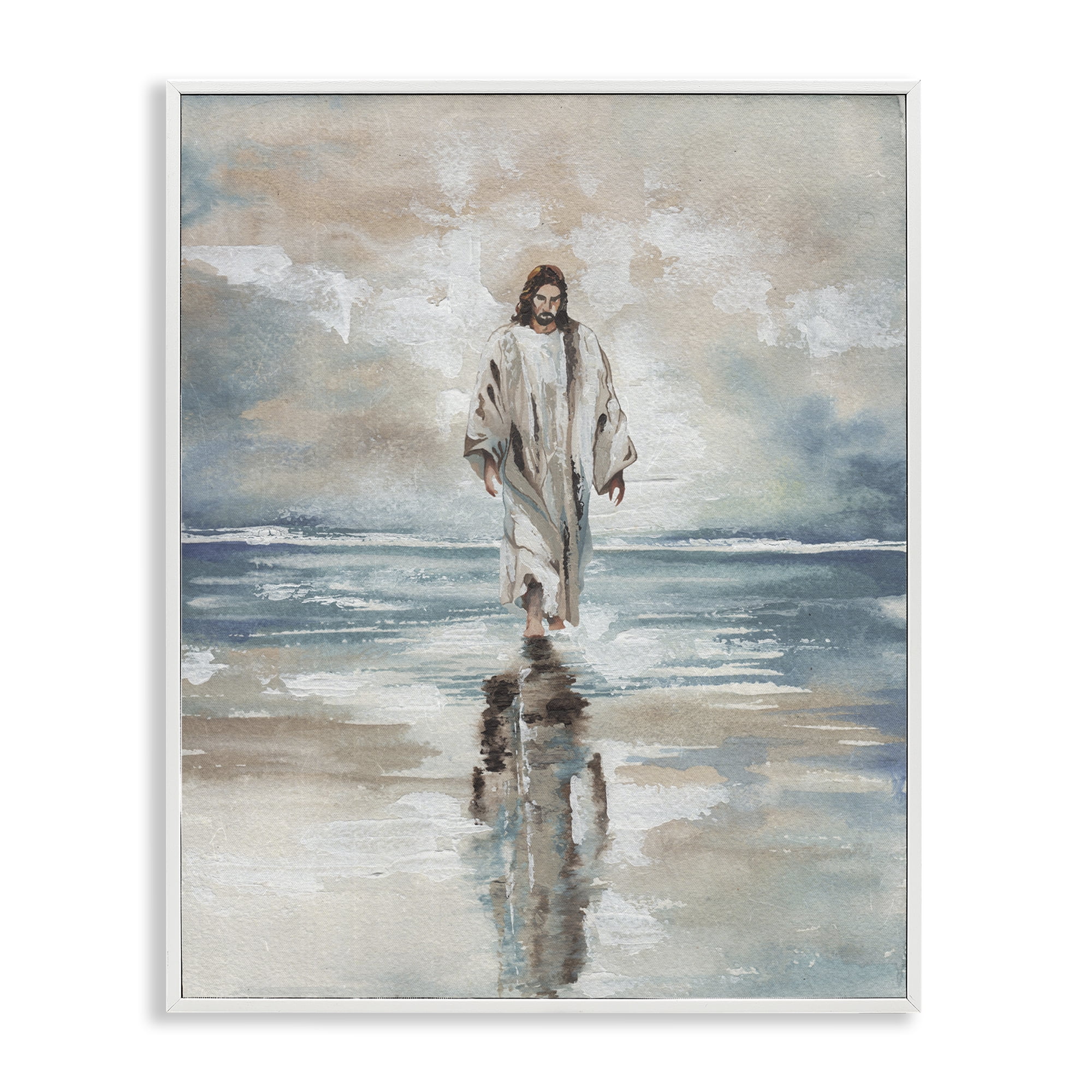 Stupell Industries Jesus on Water White Framed Giclee Art, design by Elizabeth Medley