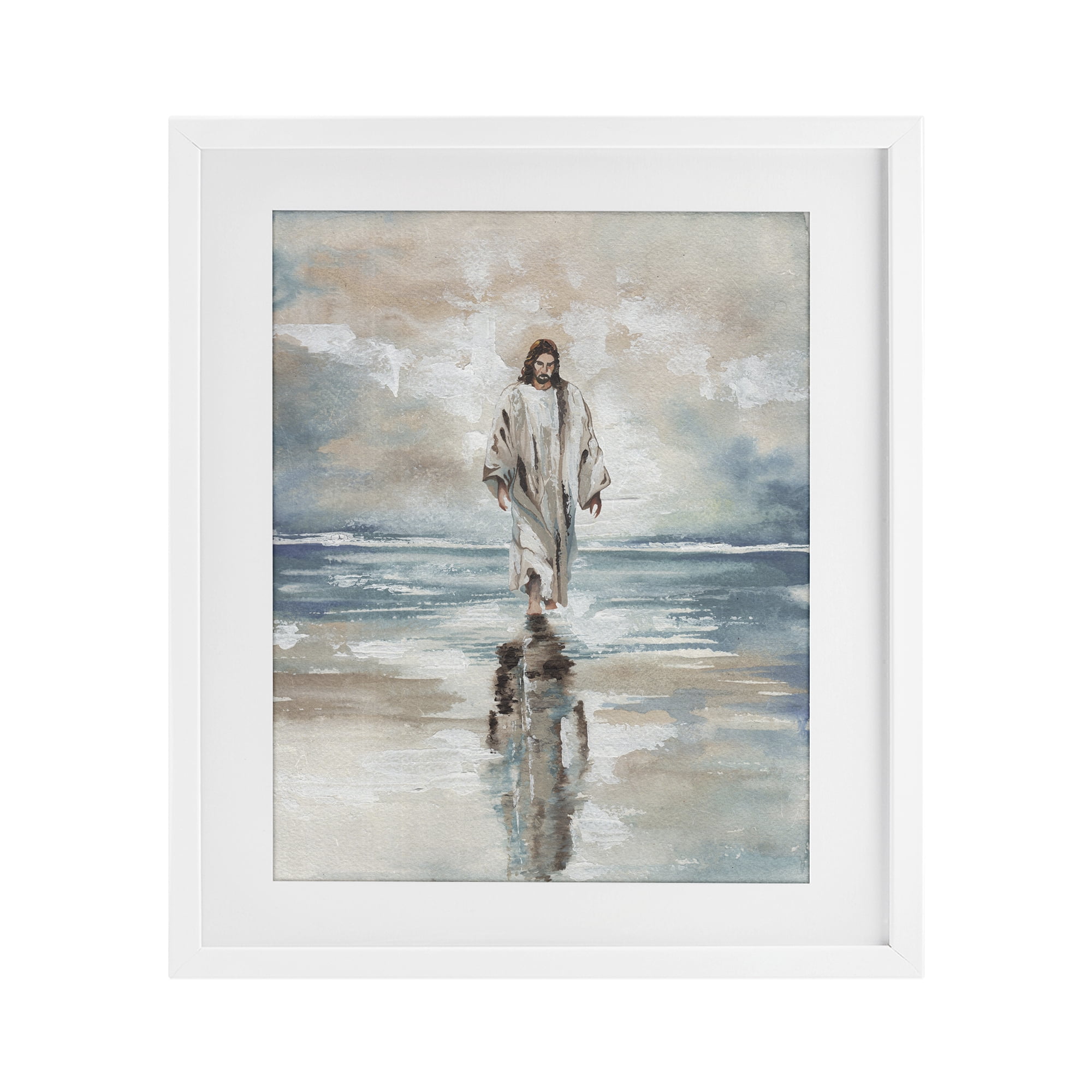 Stupell Industries Jesus on Water White Framed Print Under Glass, design by Elizabeth Medley