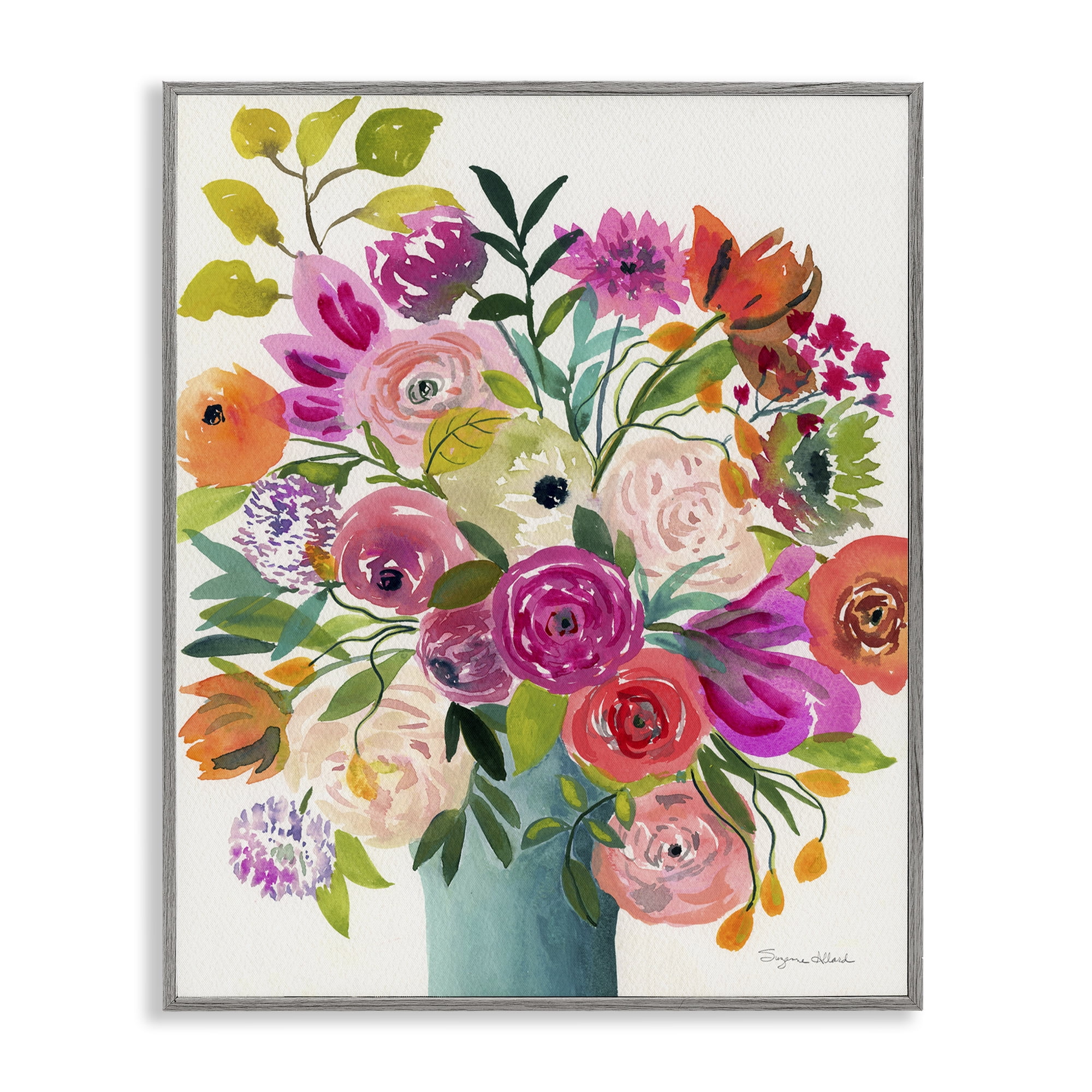 Stupell Industries Jewel Of Summer Bouquet Gray Framed Giclee Art, design by Suzanne Allard