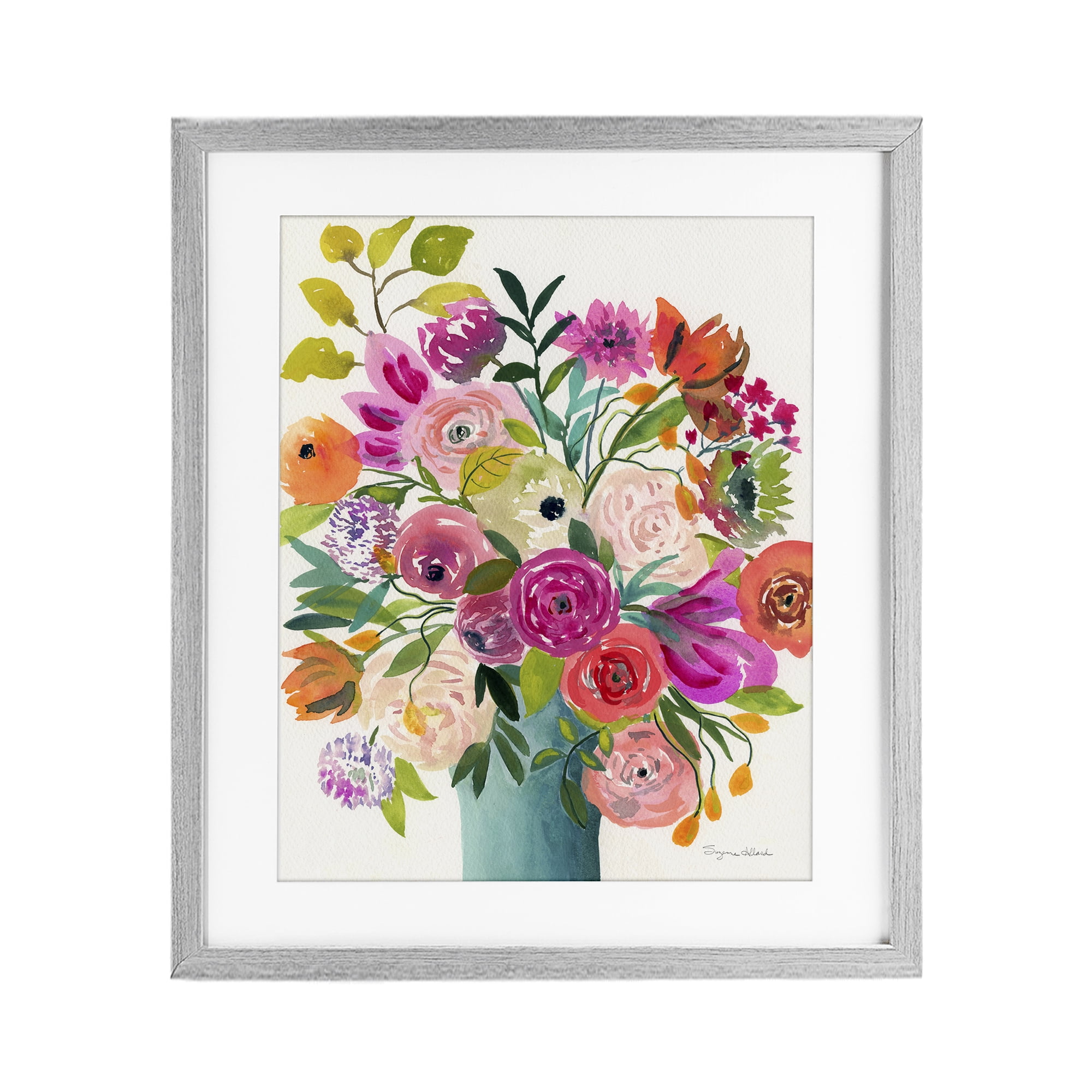 Stupell Industries Jewel Of Summer Bouquet Gray Framed Print Under Glass, design by Suzanne Allard