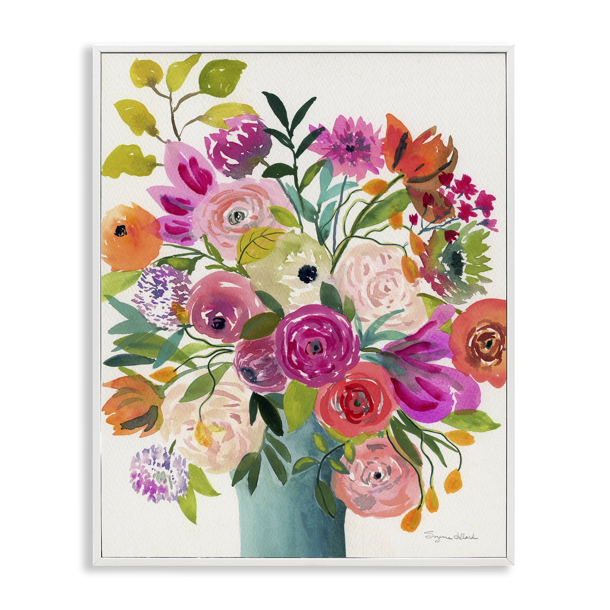 Stupell Industries Jewel Of Summer Bouquet White Framed Giclee Art, design by Suzanne Allard
