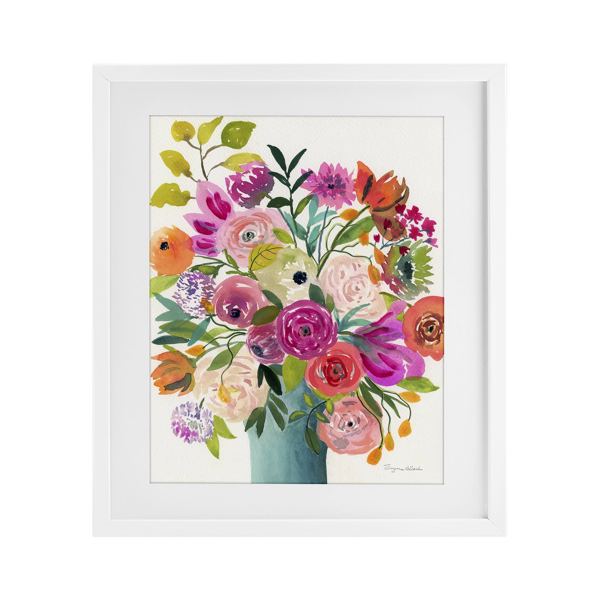 Stupell Industries Jewel Of Summer Bouquet White Framed Print Under Glass, design by Suzanne Allard