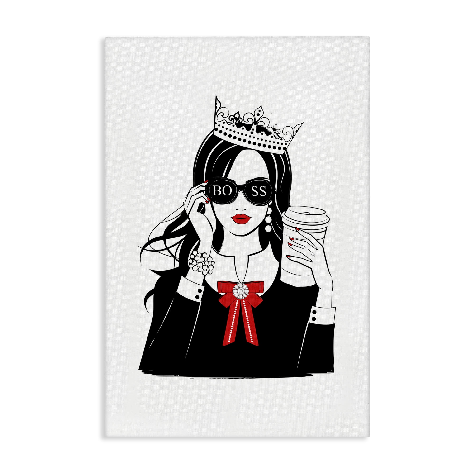 Stupell Industries Jeweled Girl Boss Novelty Painting Gallery Wrapped Canvas Art Print Wall Art, 20 x 30