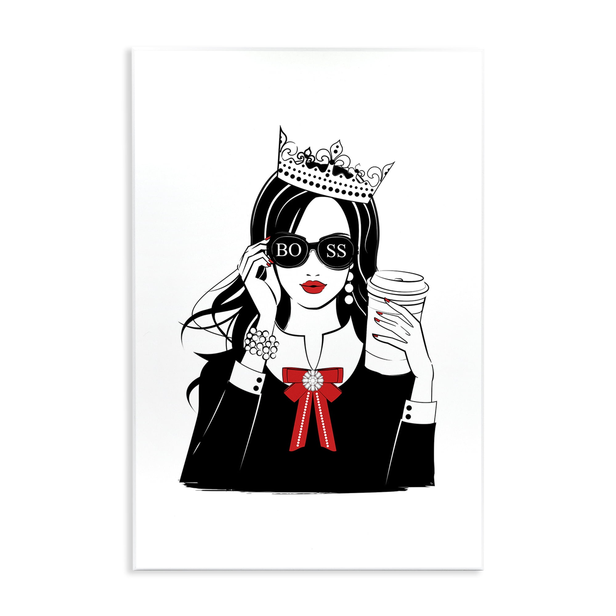 Stupell Industries Jeweled Girl Boss Novelty Painting Unframed Art Print Wall Art, 13 x 19