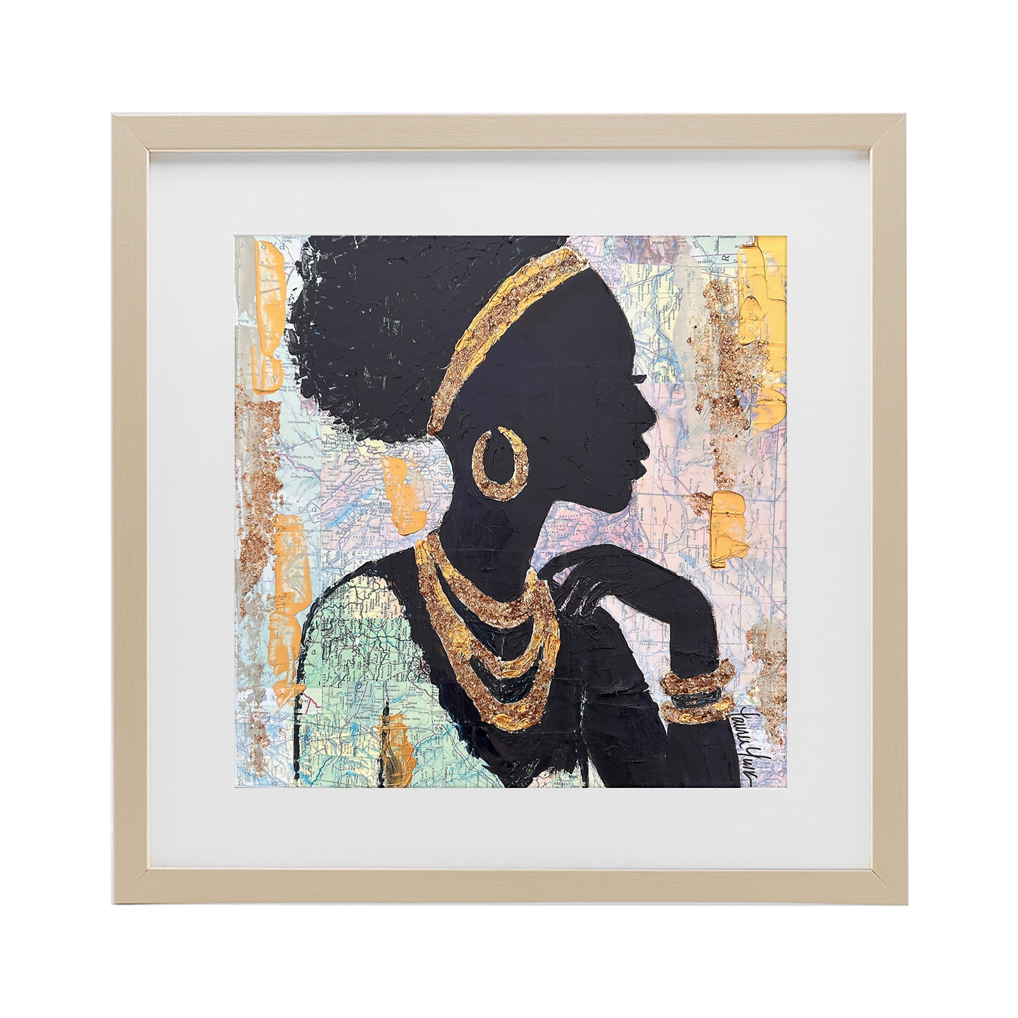 Stupell Industries Jewelry Clad Girl Silhouette Birch Framed Print Under Glass, design by Lauren Luna