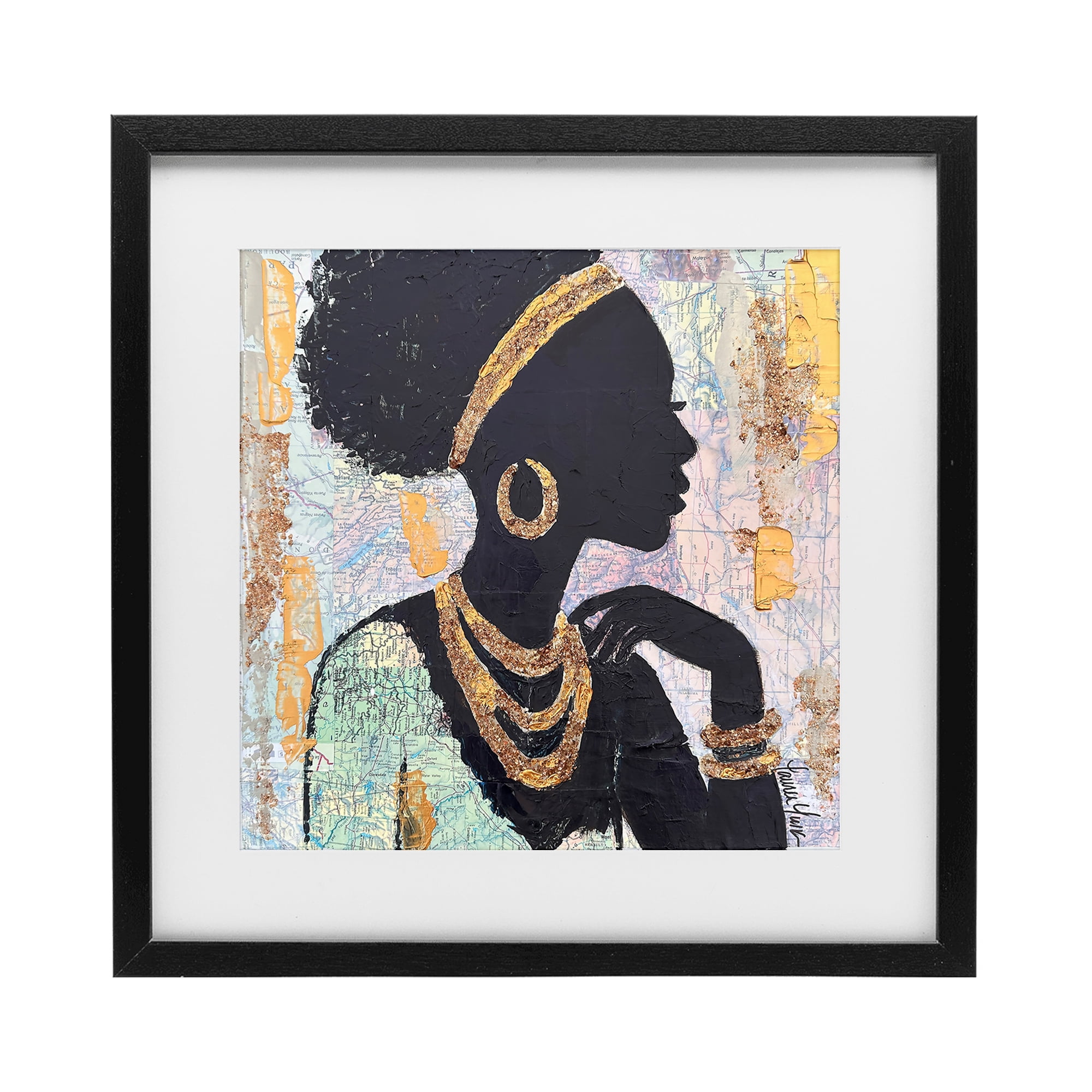 Stupell Industries Jewelry Clad Girl Silhouette Black Framed Print Under Glass, design by Lauren Luna