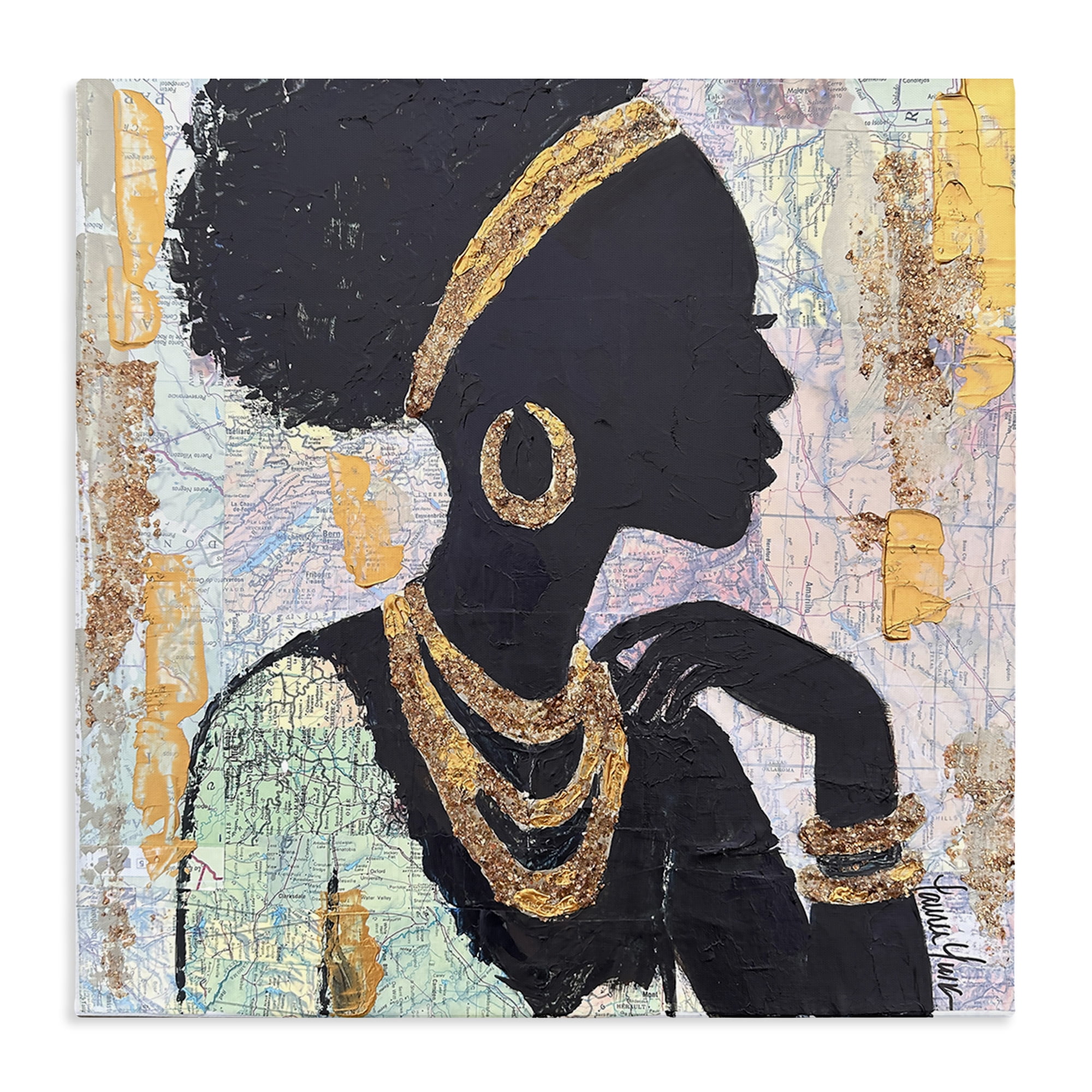 Stupell Industries Jewelry Clad Girl Silhouette Canvas Wall Art, design by Lauren Luna