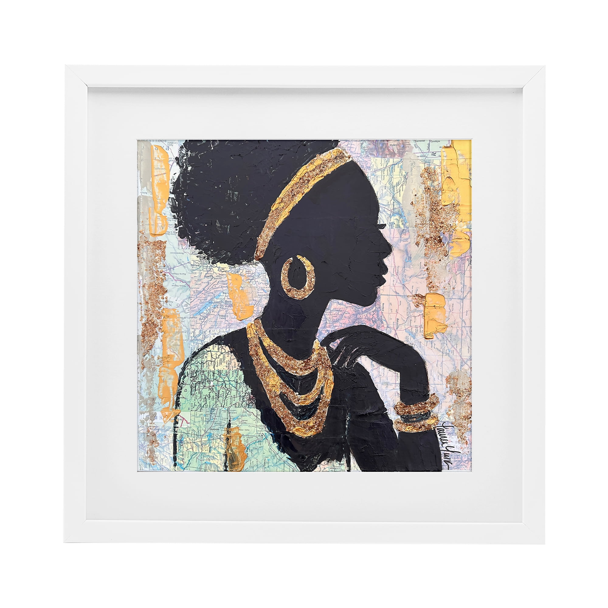 Stupell Industries Jewelry Clad Girl Silhouette White Framed Print Under Glass, design by Lauren Luna