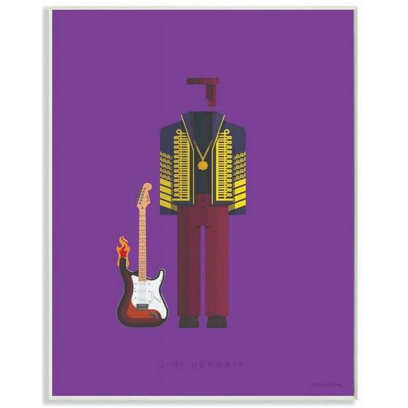 Stupell Industries Jimi Hendrix Famous People Characters Fashion Design Wall Plaque by Fred Birchal