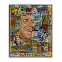 Stupell Industries Jimmy Buffet Collage People Drawing Black Framed Art Print Wall Art, 11 x 14