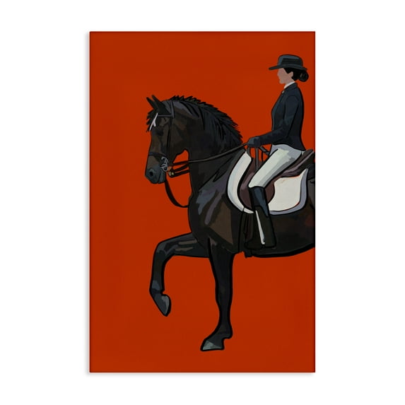 Stupell Industries Jockey & Horse on Orange Sports Painting Gallery Wrapped Canvas Art Print Wall Art, 16 x 24