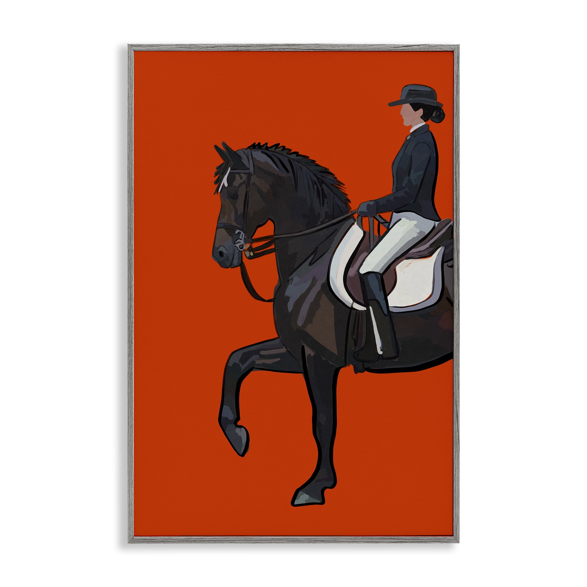 Stupell Industries Jockey & Horse on Orange Sports Painting Gray Framed Art Print Wall Art, 16 x 24