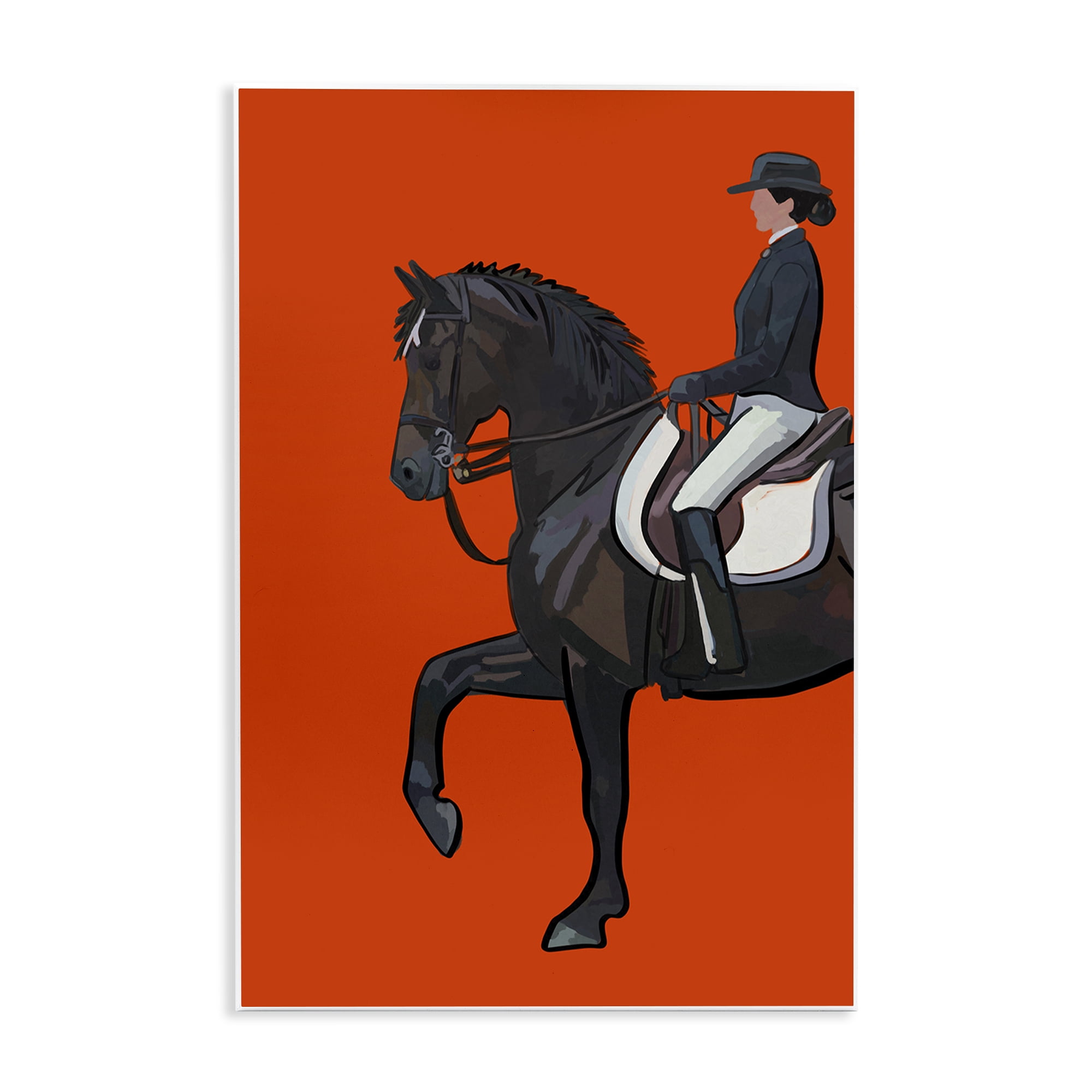Stupell Industries Jockey & Horse on Orange Sports Painting Unframed Art Print Wall Art, 13 x 19