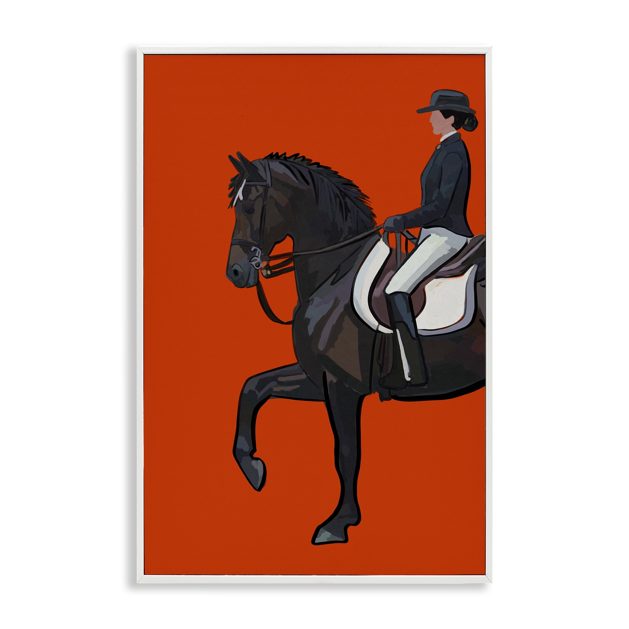 Stupell Industries Jockey & Horse on Orange Sports Painting White Framed Art Print Wall Art, 12 x 18