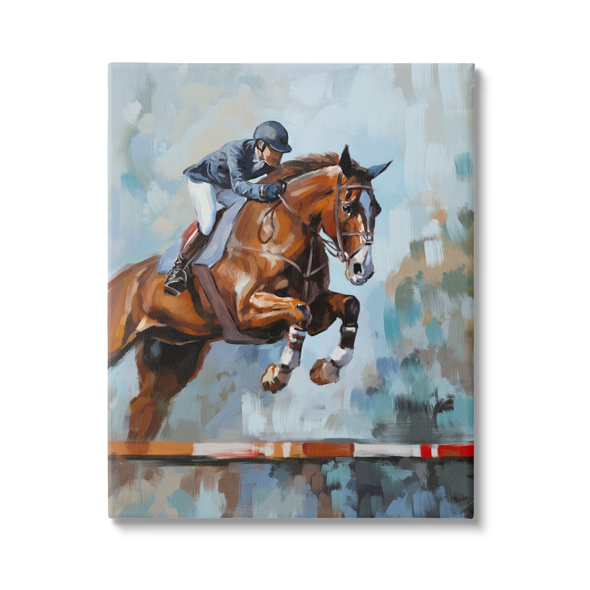 Stupell Industries Jockey Jumping Hurdle Animals & Insects Painting Gallery Wrapped Canvas Print Wall Art, 16 x 20