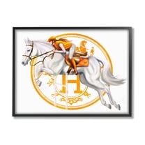 Stupell Industries Jockey Riding Race Horse Glam Fashion Logo Graphic Art Black Framed Art Print Wall Art, Design by Ziwei Li