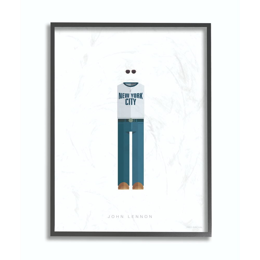 Stupell Industries John Lennon Famous People Characters Fashion Design Framed Wall Art by Fred Birchal
