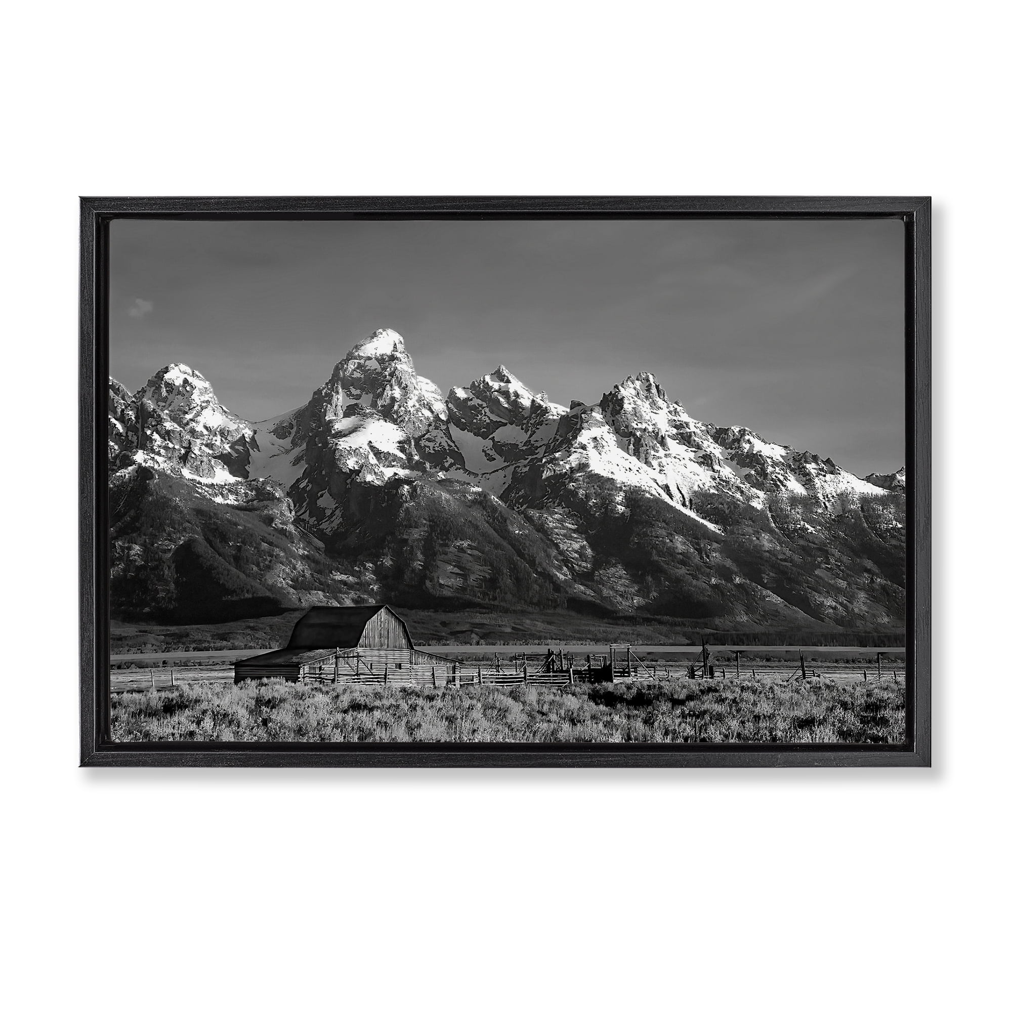 Stupell Industries John Moulton Barn Landscape Black Framed Floater Canvas Wall Art, design by Steve Toole