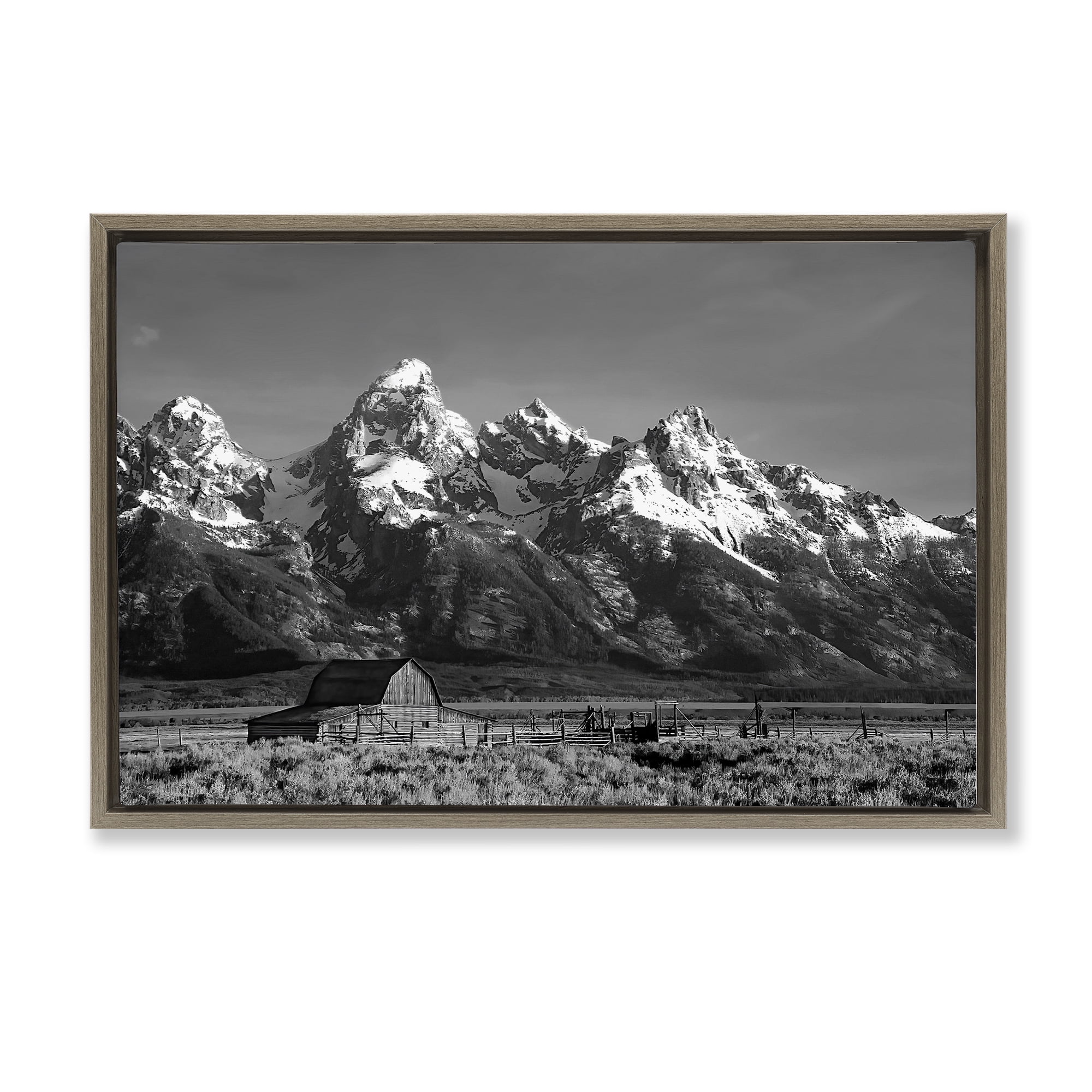 Stupell Industries John Moulton Barn Landscape Brown Framed Floater Canvas Wall Art, design by Steve Toole