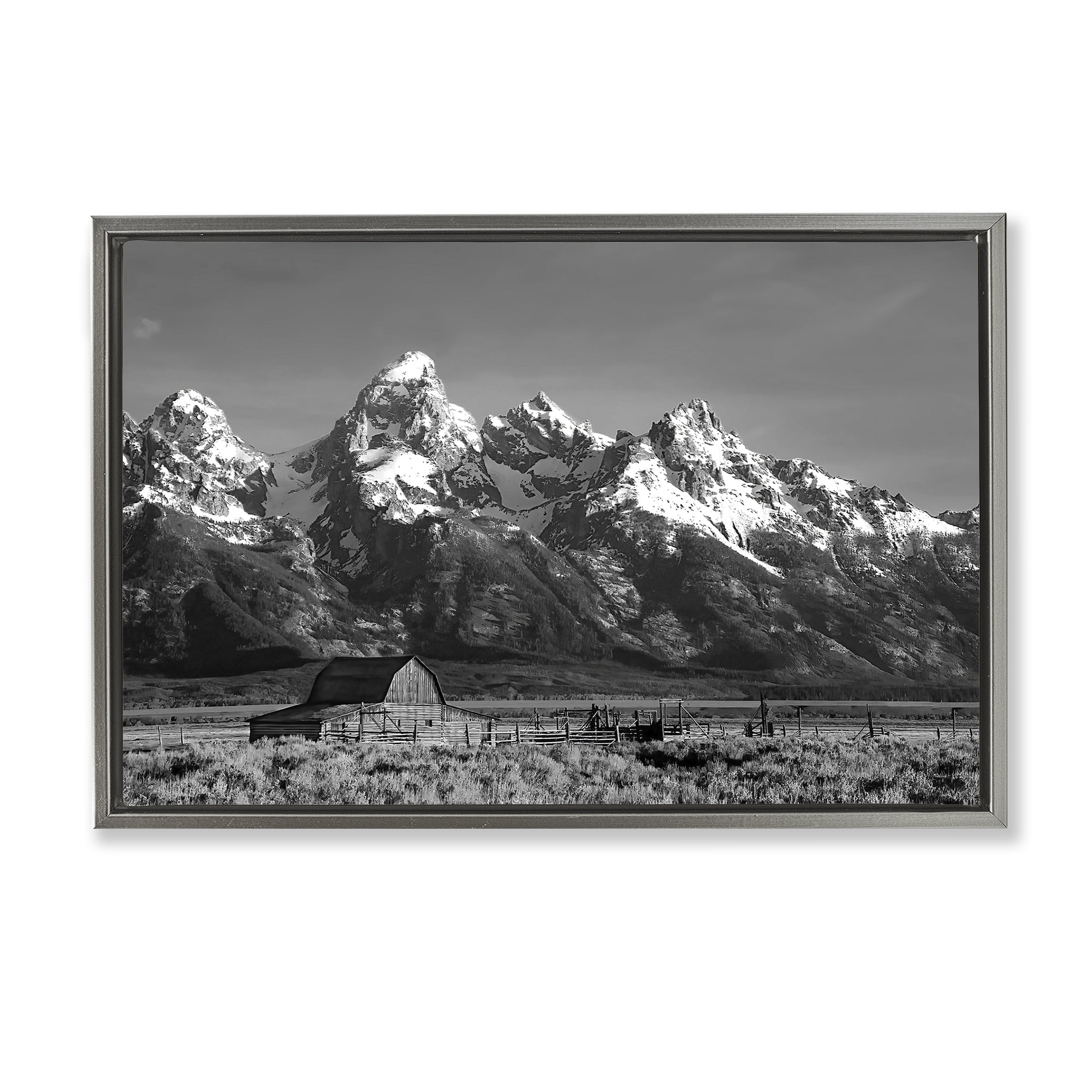 Stupell Industries John Moulton Barn Landscape Gray Framed Floater Canvas Wall Art, design by Steve Toole