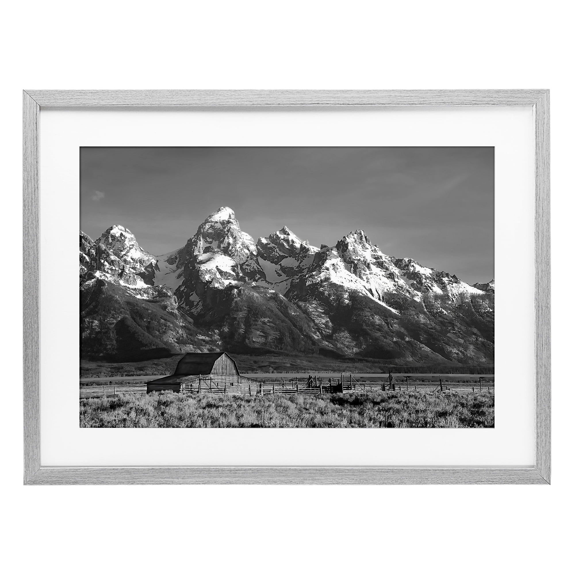 Stupell Industries John Moulton Barn Landscape Gray Framed Print Under Glass, design by Steve Toole