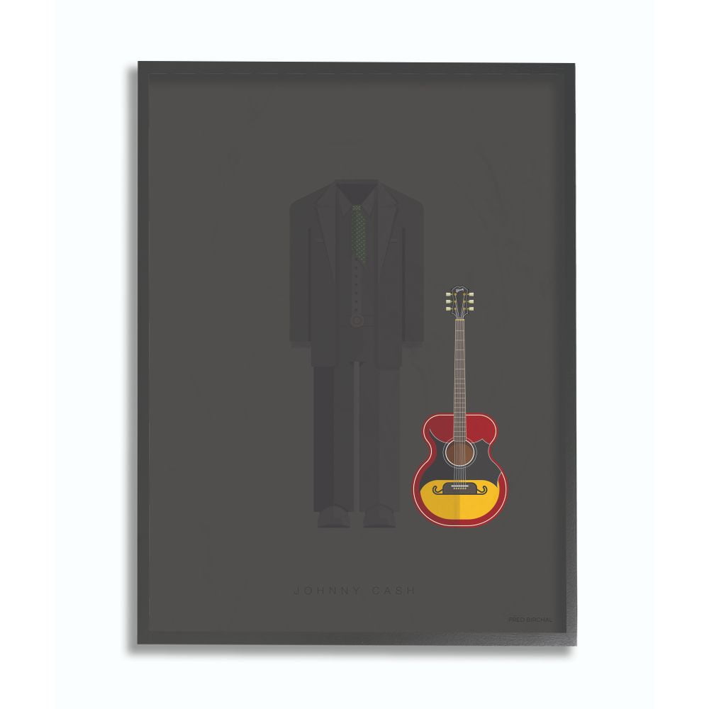 Stupell Industries Johnny Cash Famous People Characters Fashion Design Framed Wall Art by Fred Birchal