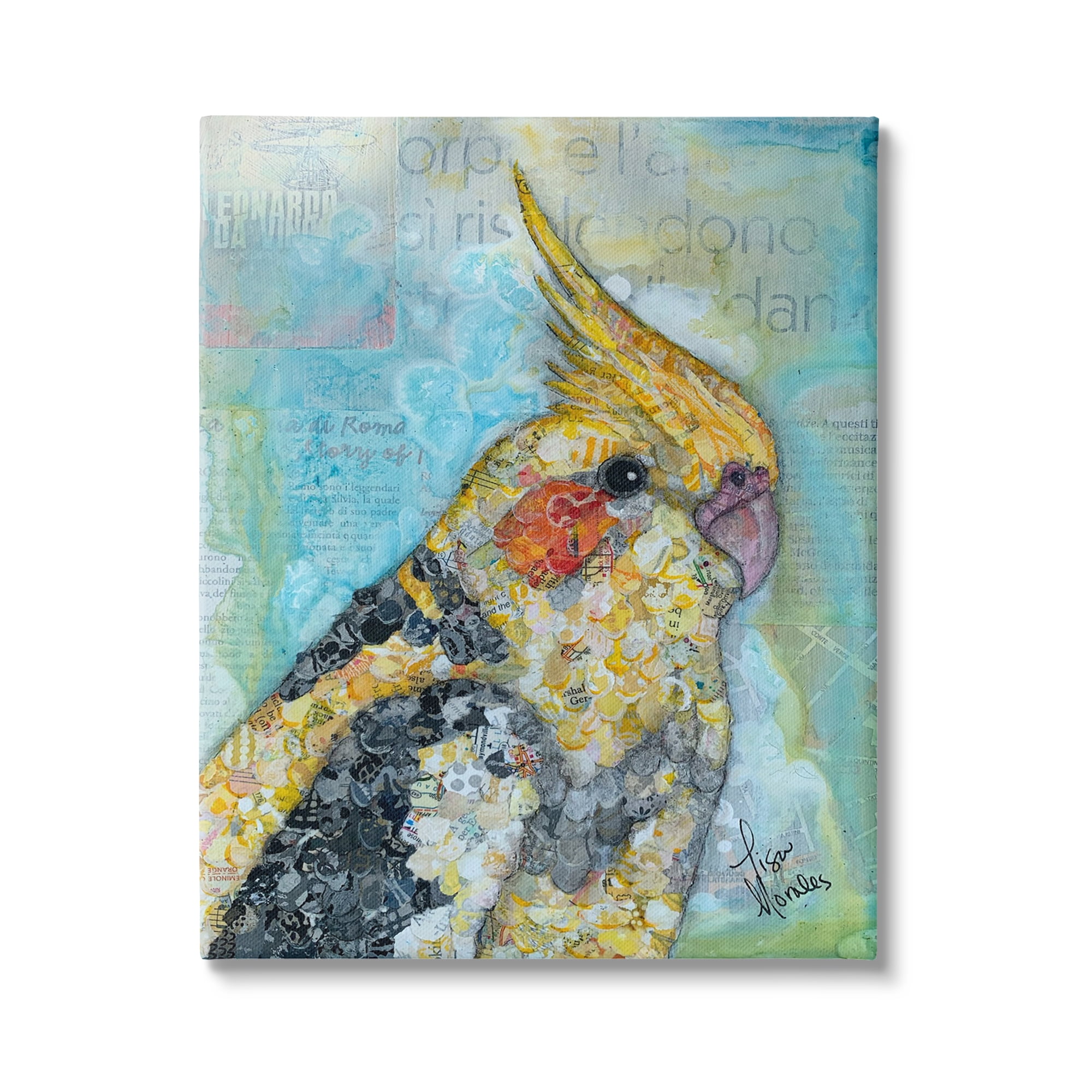 Stupell Industries Jolly Cockatiel Bird Assorted Layered Animal Collage Painting Gallery Wrapped Canvas Print Wall Art, Design by Lisa Morales